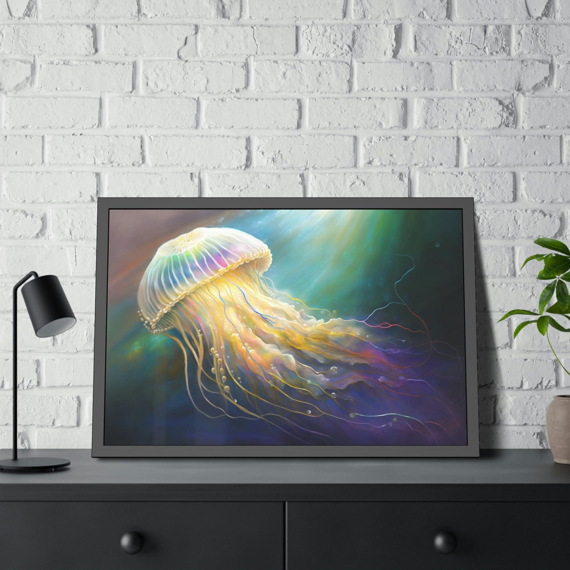 Jellyfishs The Elegance of Jellyfishes: Artistic Print on Canvas for Marine-Themed Spaces