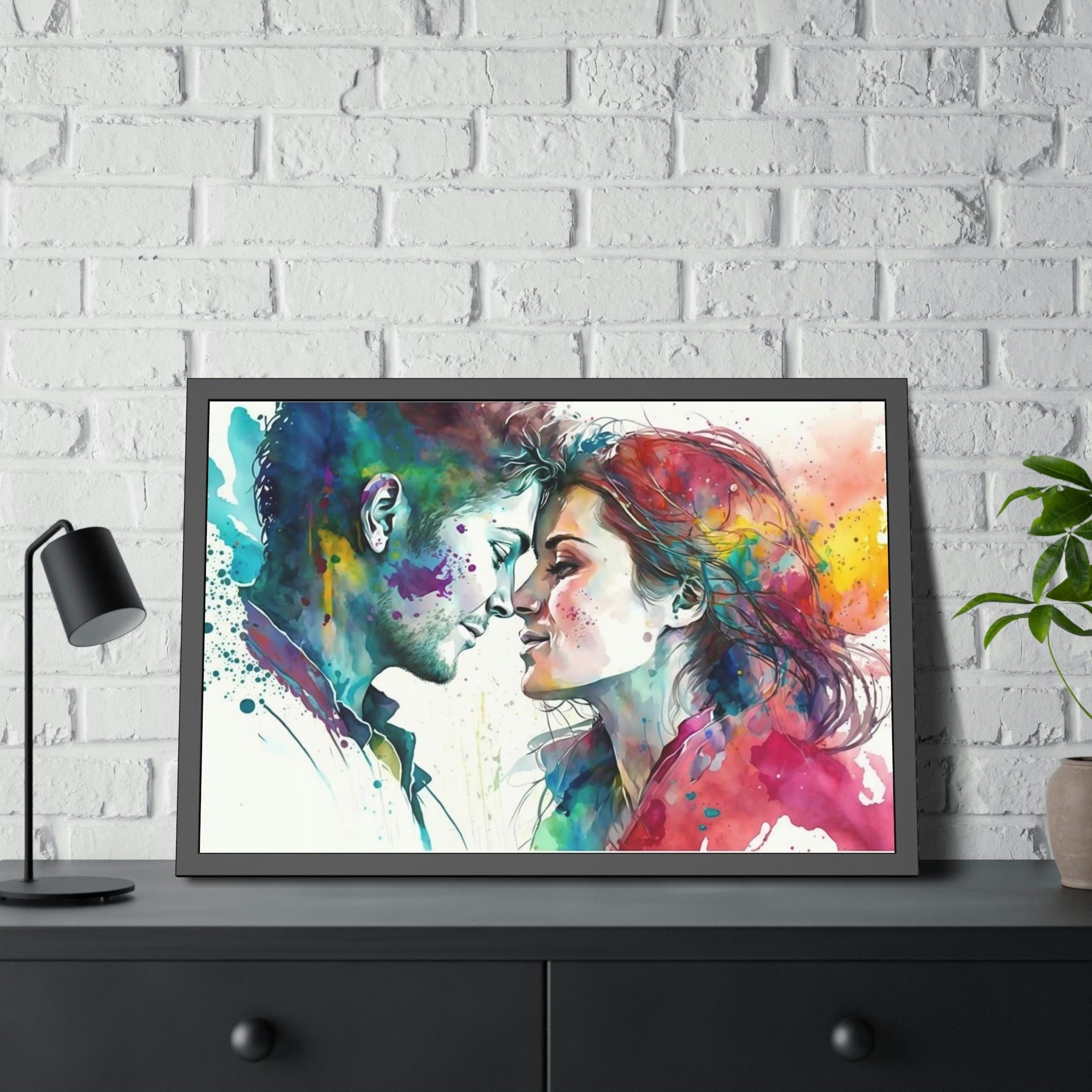 Love Eternal Embrace: Natural Canvas Wall Art of Two Lovers