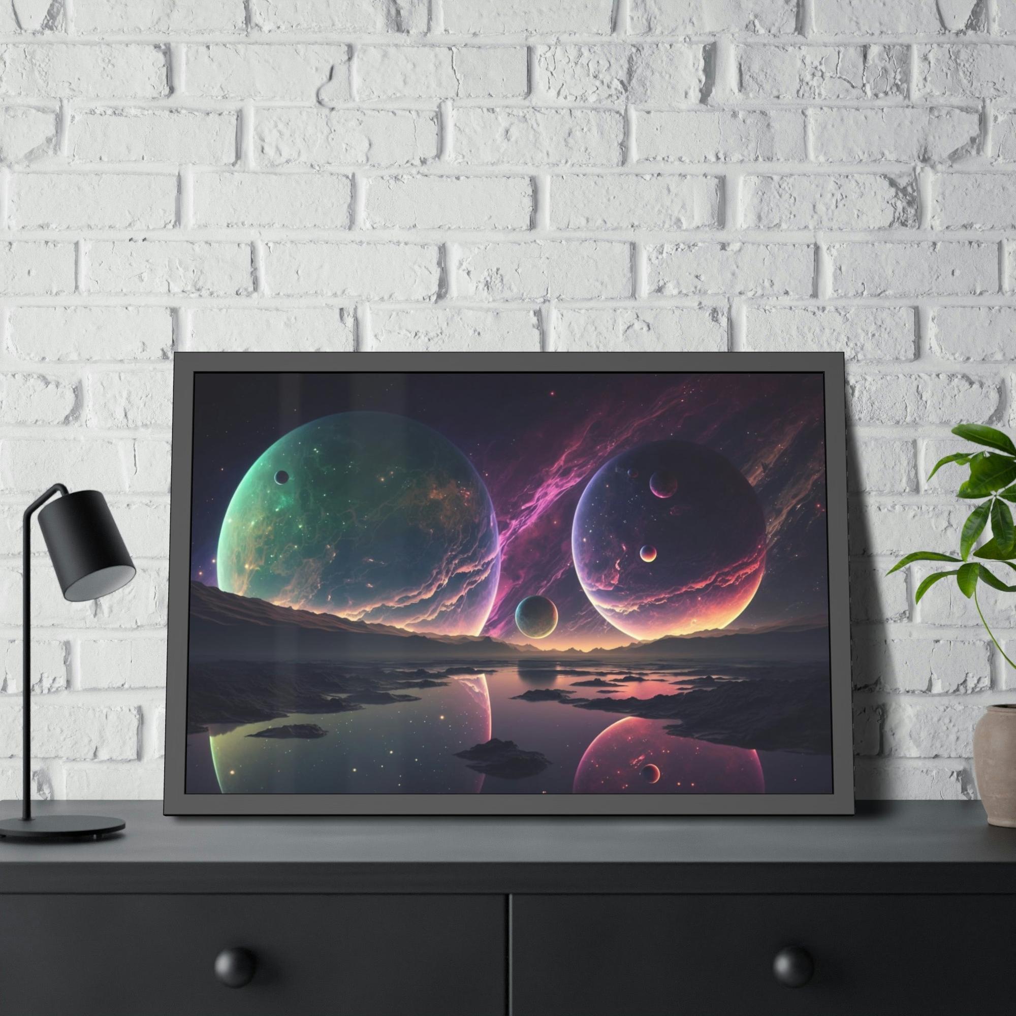 Planets Planetary Fusion: Natural Canvas Wall Art of a Colorful Planetary Collision