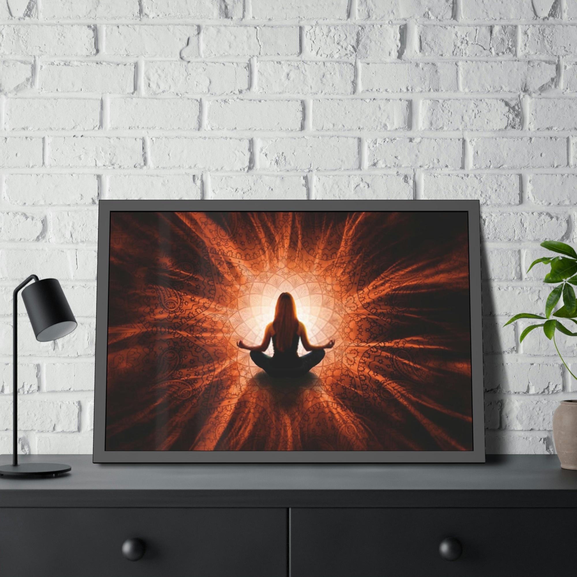 Meditation Spirituality in Art: Canvas Print of Meditative Pose with Abstract Background