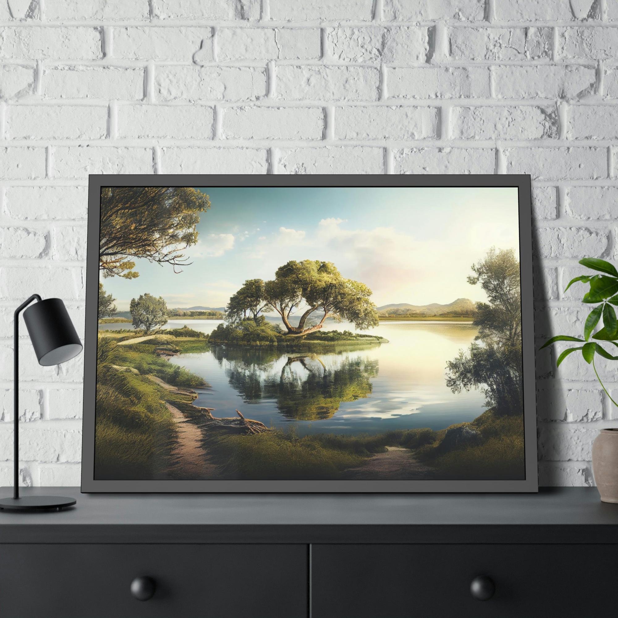 Lakes And Rivers Lakeside Beauty: Print on Canvas of a Gorgeous Lake View