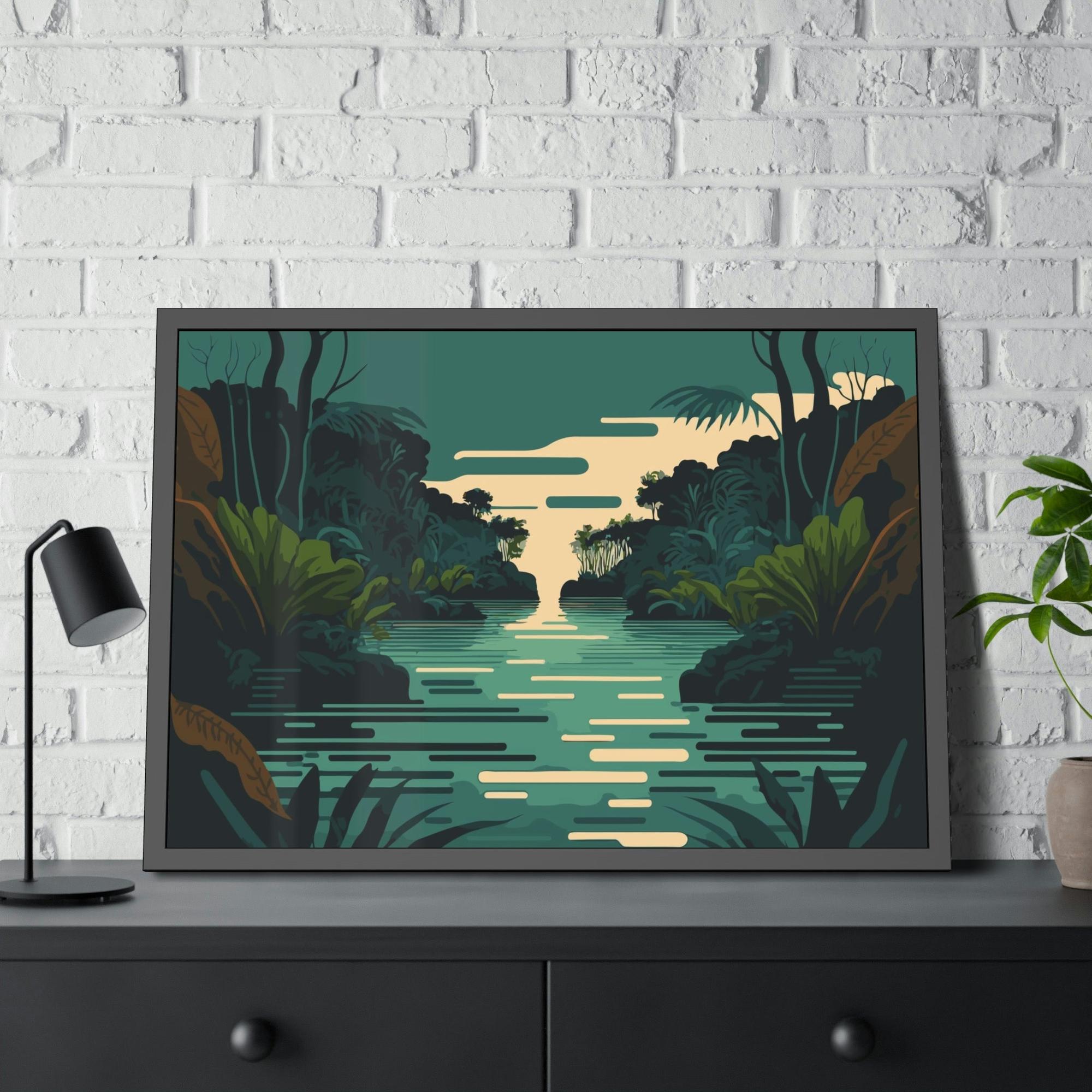 Lakes And Rivers Tranquil Waterside: Wall Art of a Picturesque Lakeside on Natural Canvas
