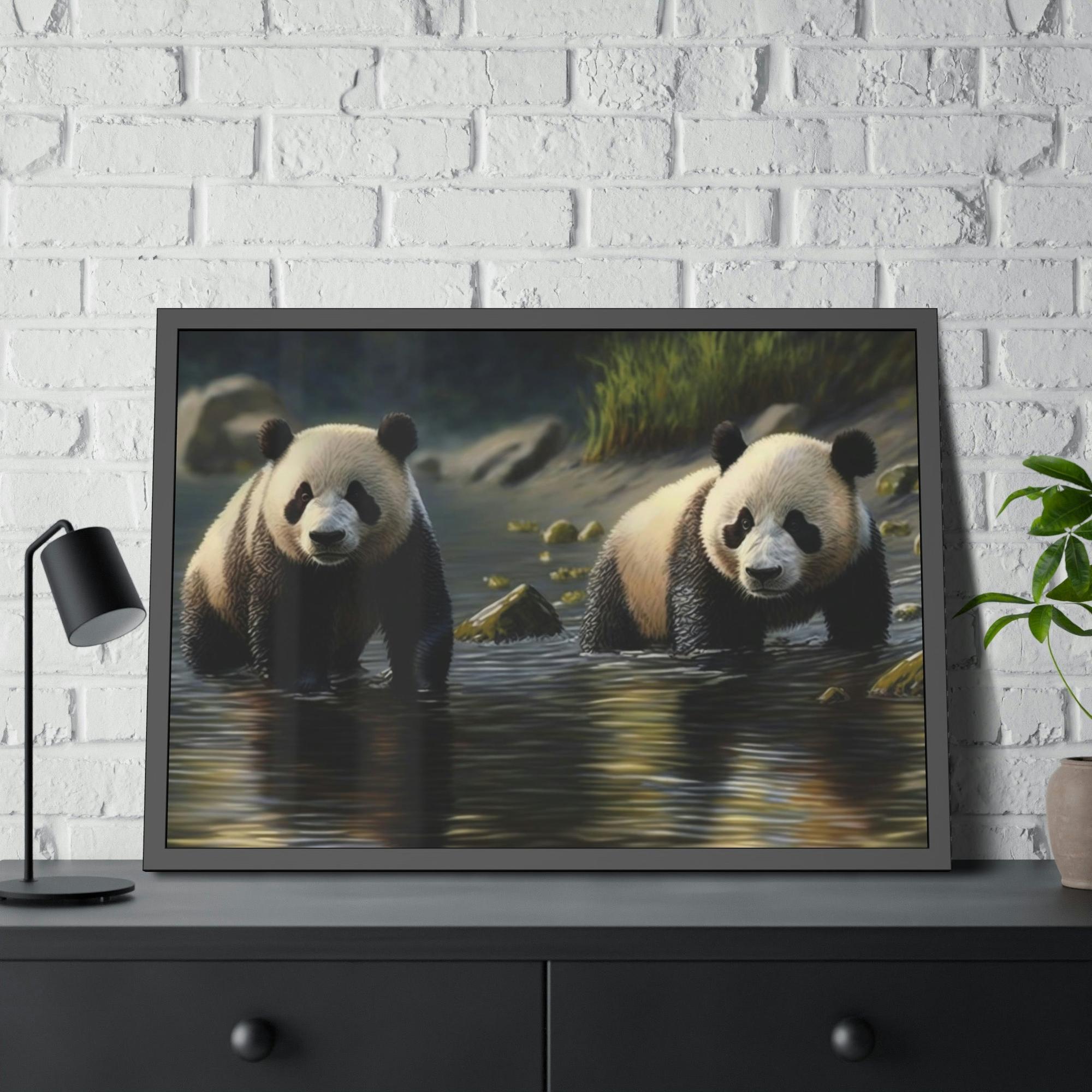 Pandas Bamboo Eaters and Playful Creatures: A Portrait of Pandas on Canvas