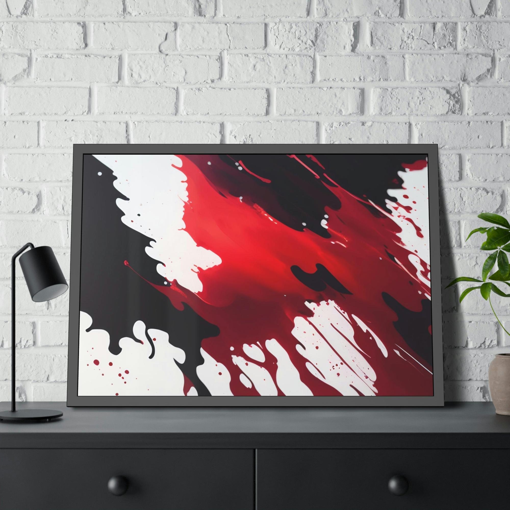 Red Abstract Art Bold and Striking: Red Abstract Canvas and Framed Poster