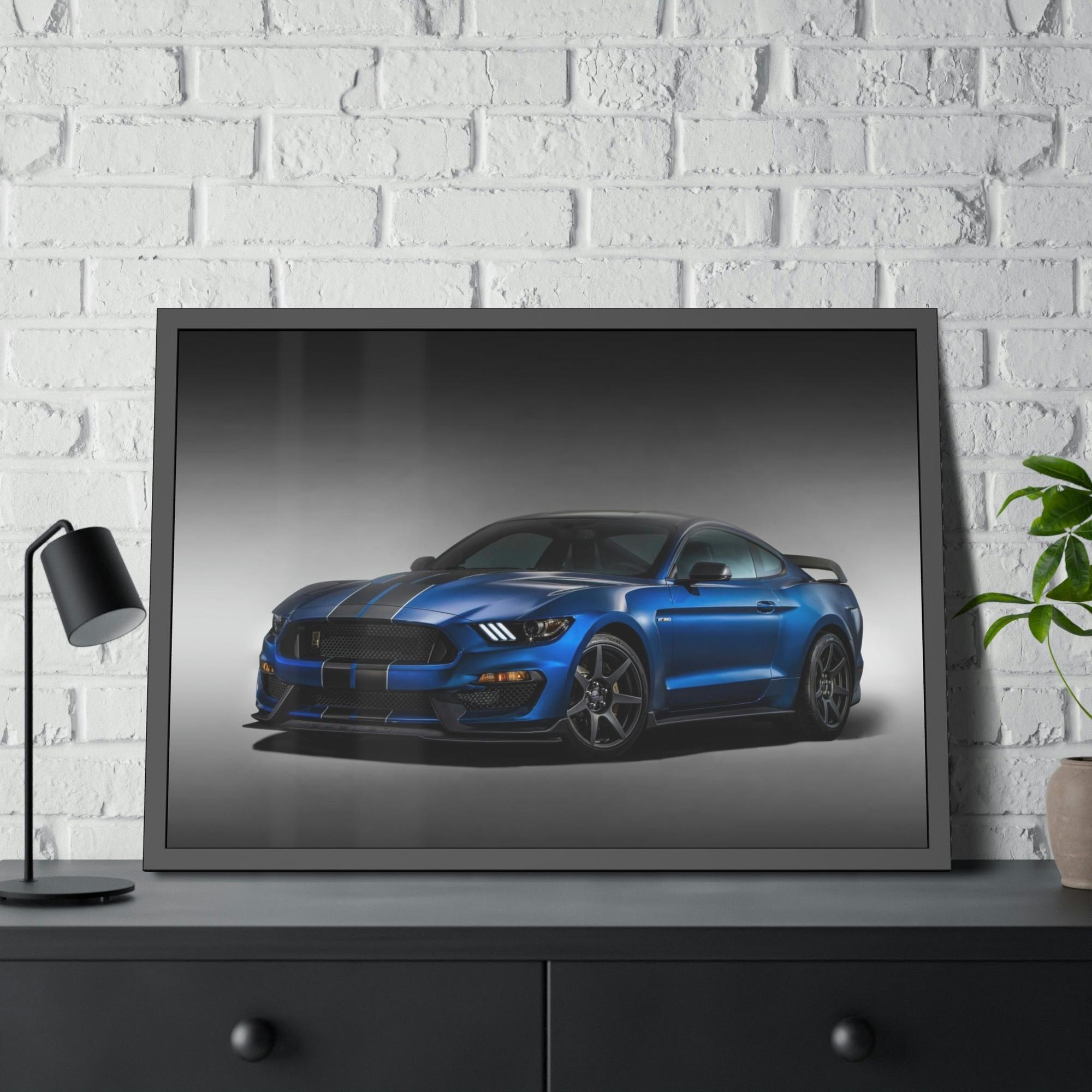 Mustang Thrilling Velocity: Blue Mustang Sport Car Canvas Wall Art for Speed Lovers
