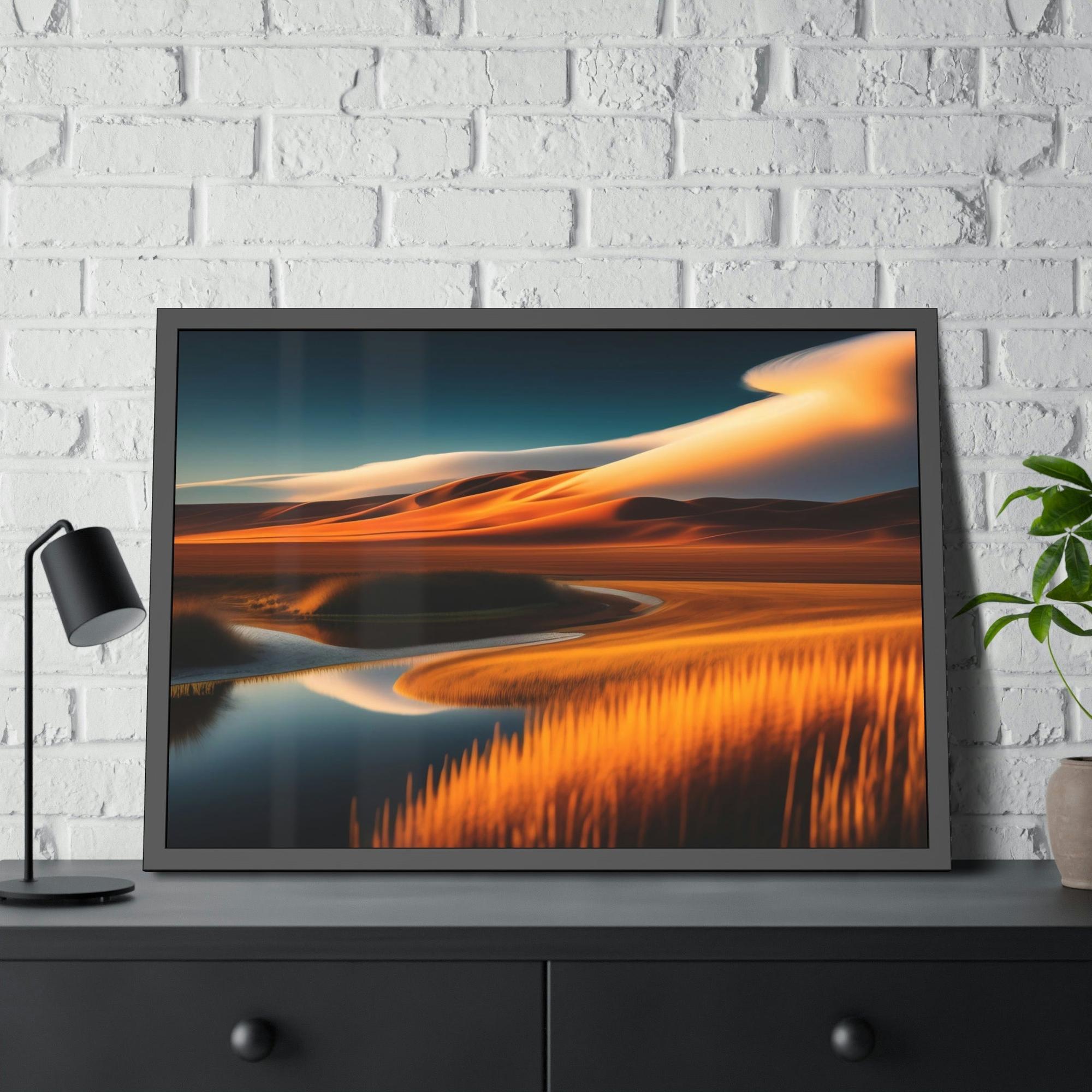 Lakes And Rivers Aquatic Serenity: Lakes and Rivers on Natural Canvas and Framed Poster Art