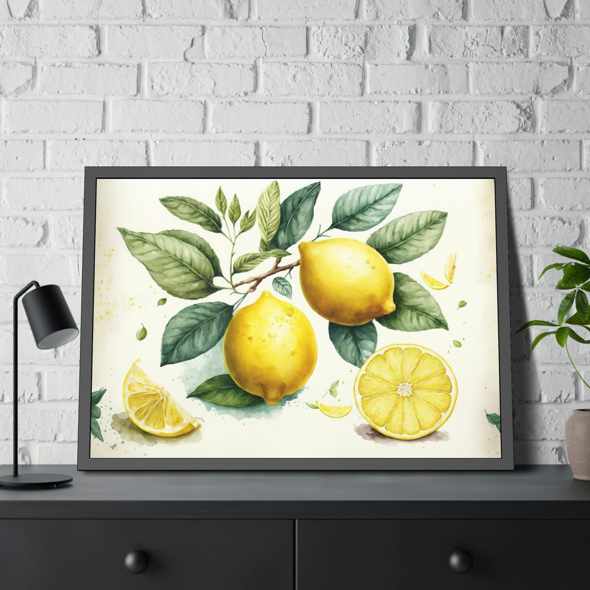 Yellow Elegant and Beautiful Canvas Art Prints and Framed Posters Featuring a Yellow Lemon Design