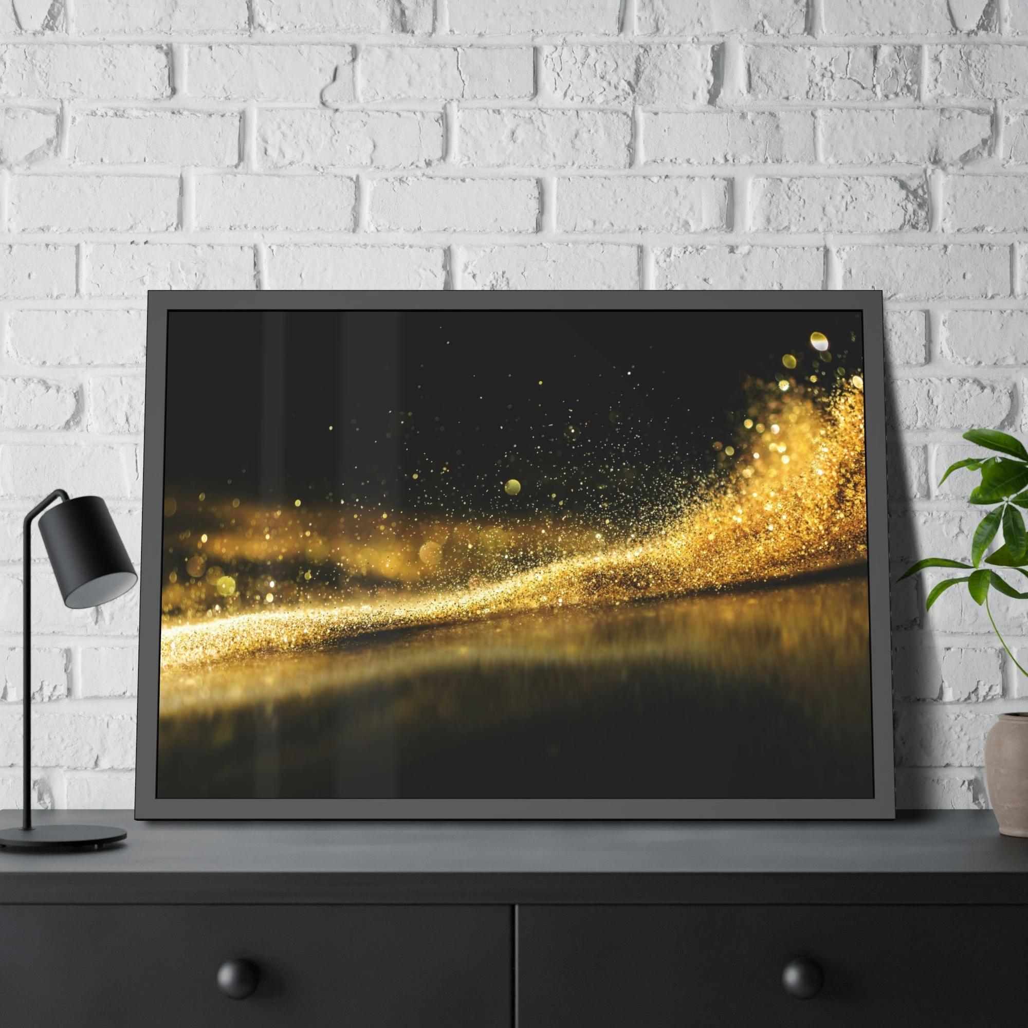 Gold Abstract Art Lustrous Impressions: Gold Abstract Wall Art on Natural Canvas & Poster