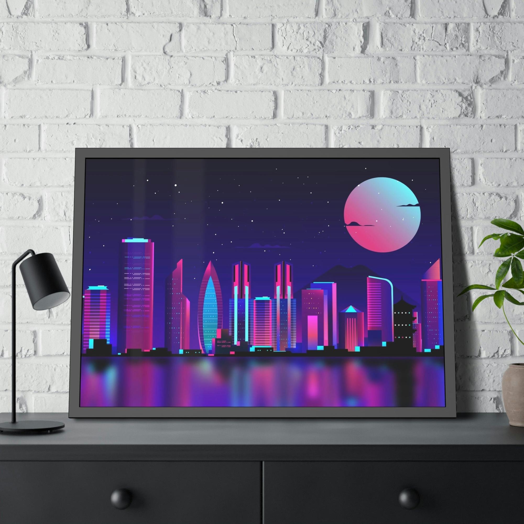 Neon Radiant Reflections: Captivating Canvas Prints with Neon Glow for Striking Decor