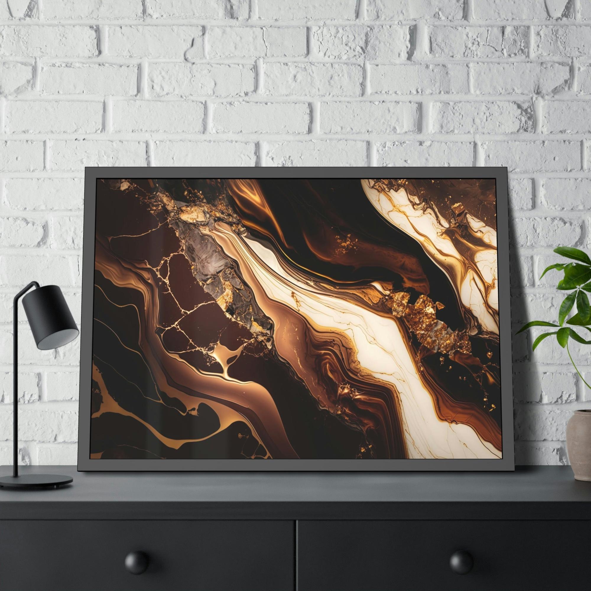 Gold Abstract Art Shimmering Masterpiece: Gold Abstract Wall Art on Canvas & Poster