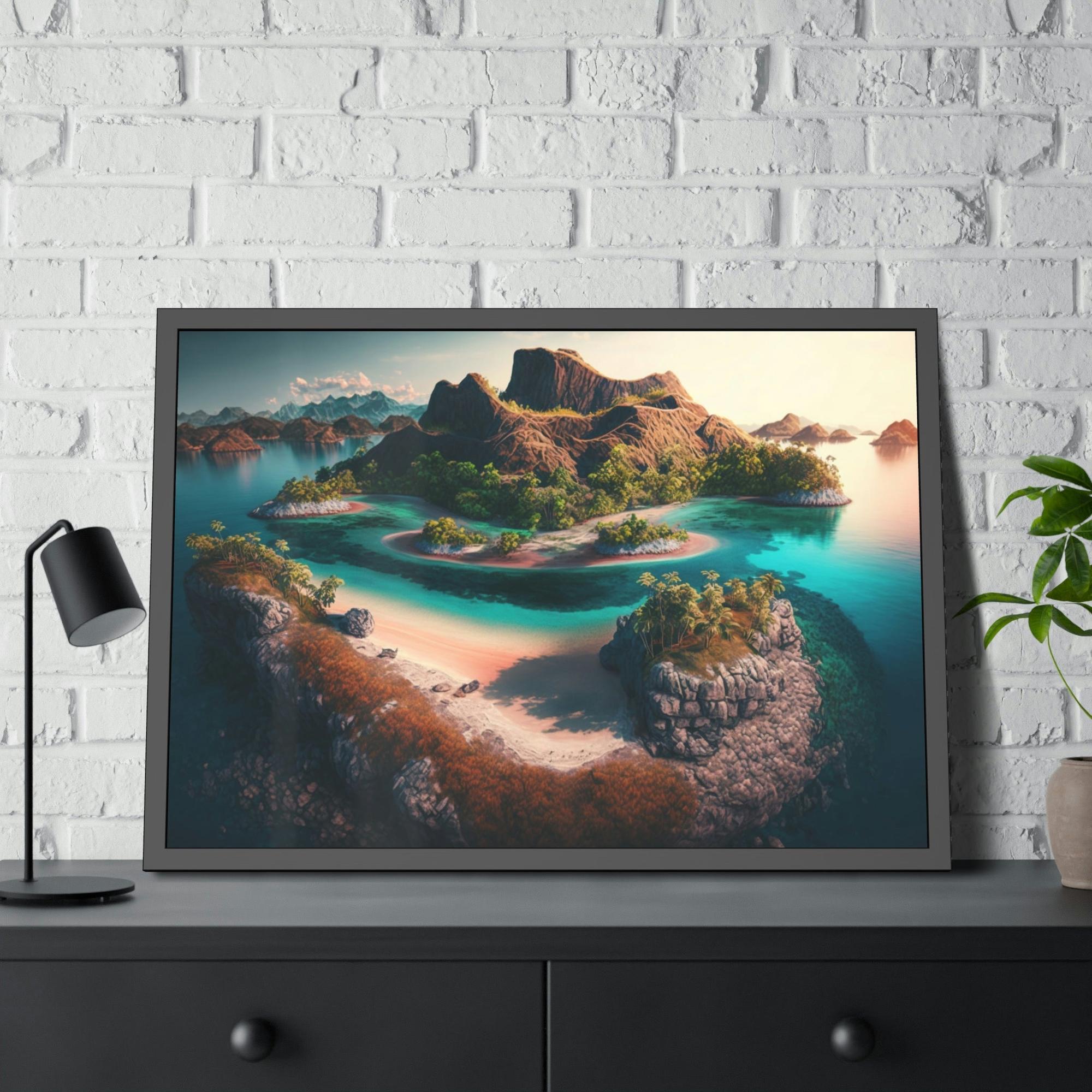 Tropical Island Dreams: A Colorful Tropical Scene on Canvas