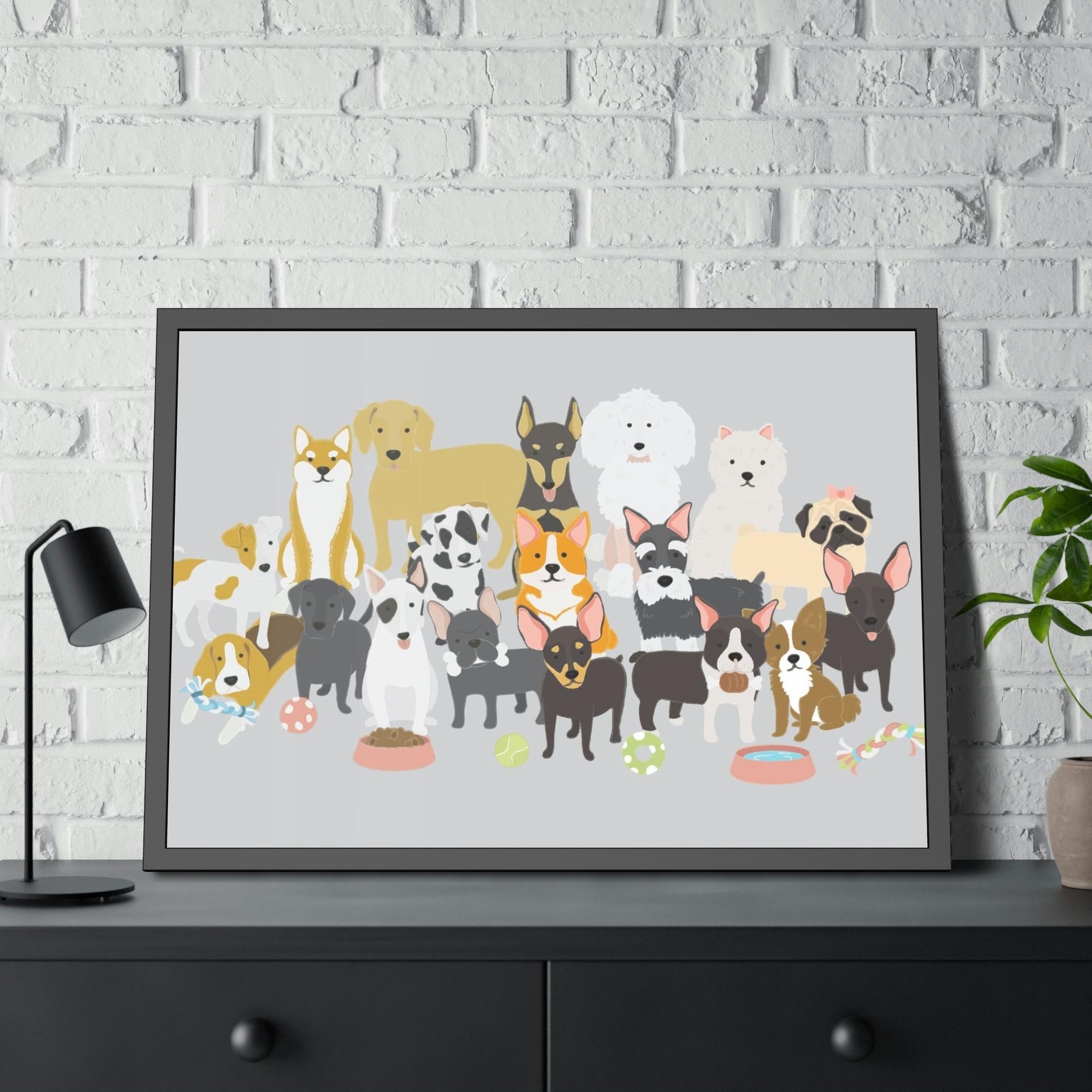 Dogs Canine Comfort: Poster of Dogs Relaxing on a Framed Canvas