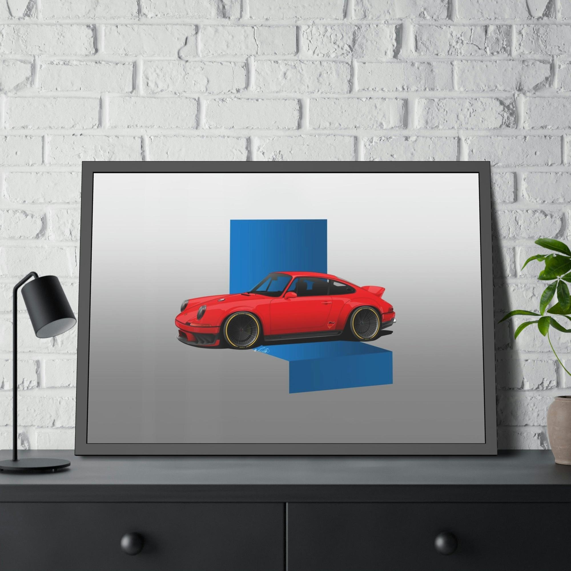 Porsche The Art of Speed: A Framed Canvas Print of a Red Porsche in Action