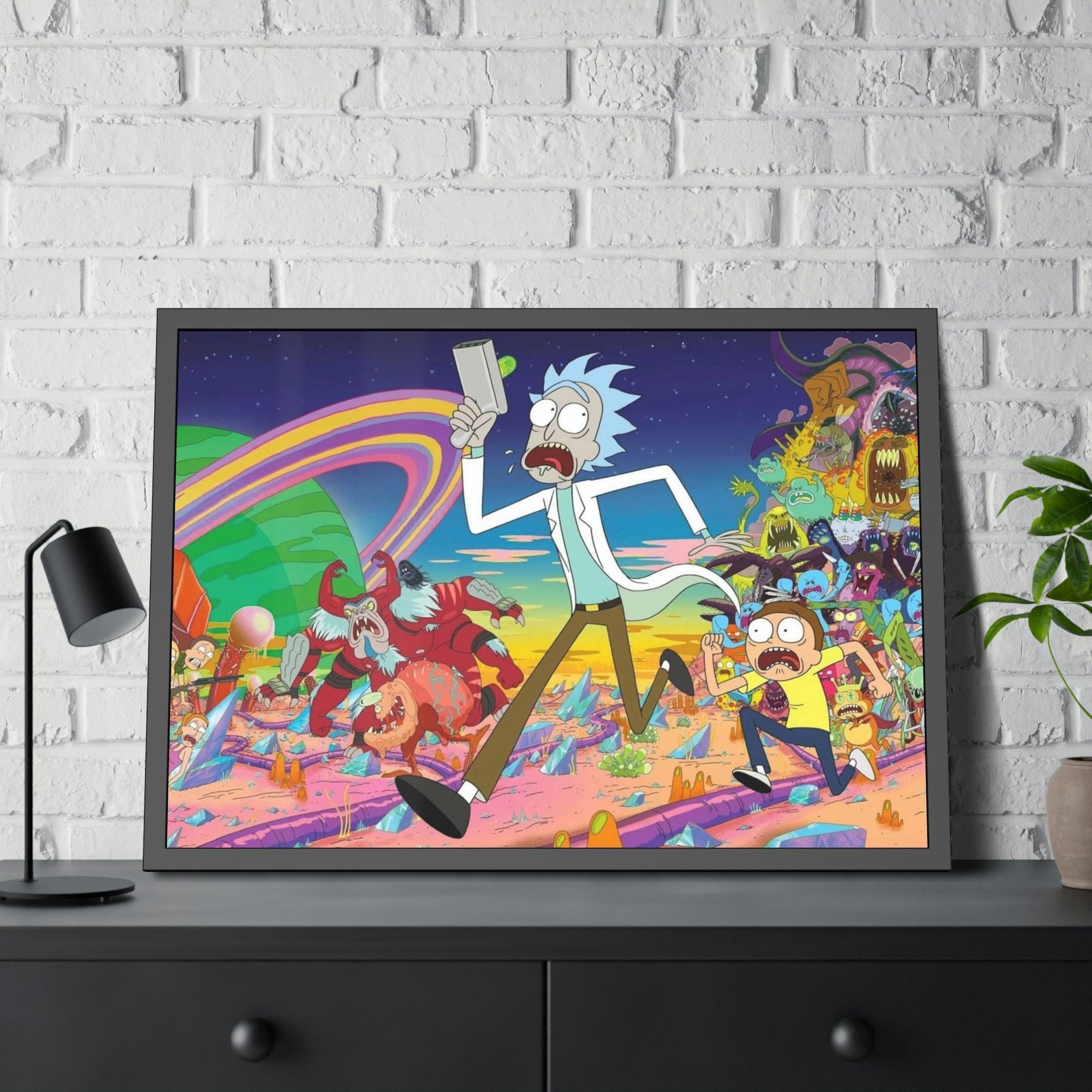 Rick And Morty Art Fantastical Adventures: Framed Canvas Wall Art Depicting Rick and Morty Artwork