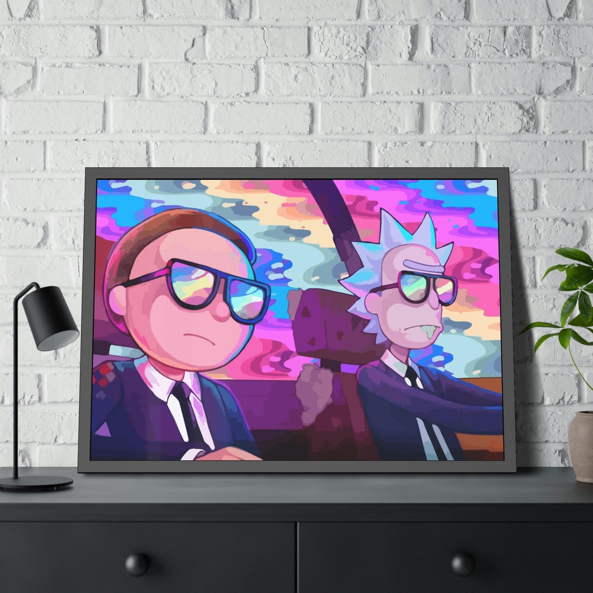Rick And Morty Art Sci-Fi Adventures: Framed Canvas Wall Art Featuring Rick and Morty Cartoon Characters