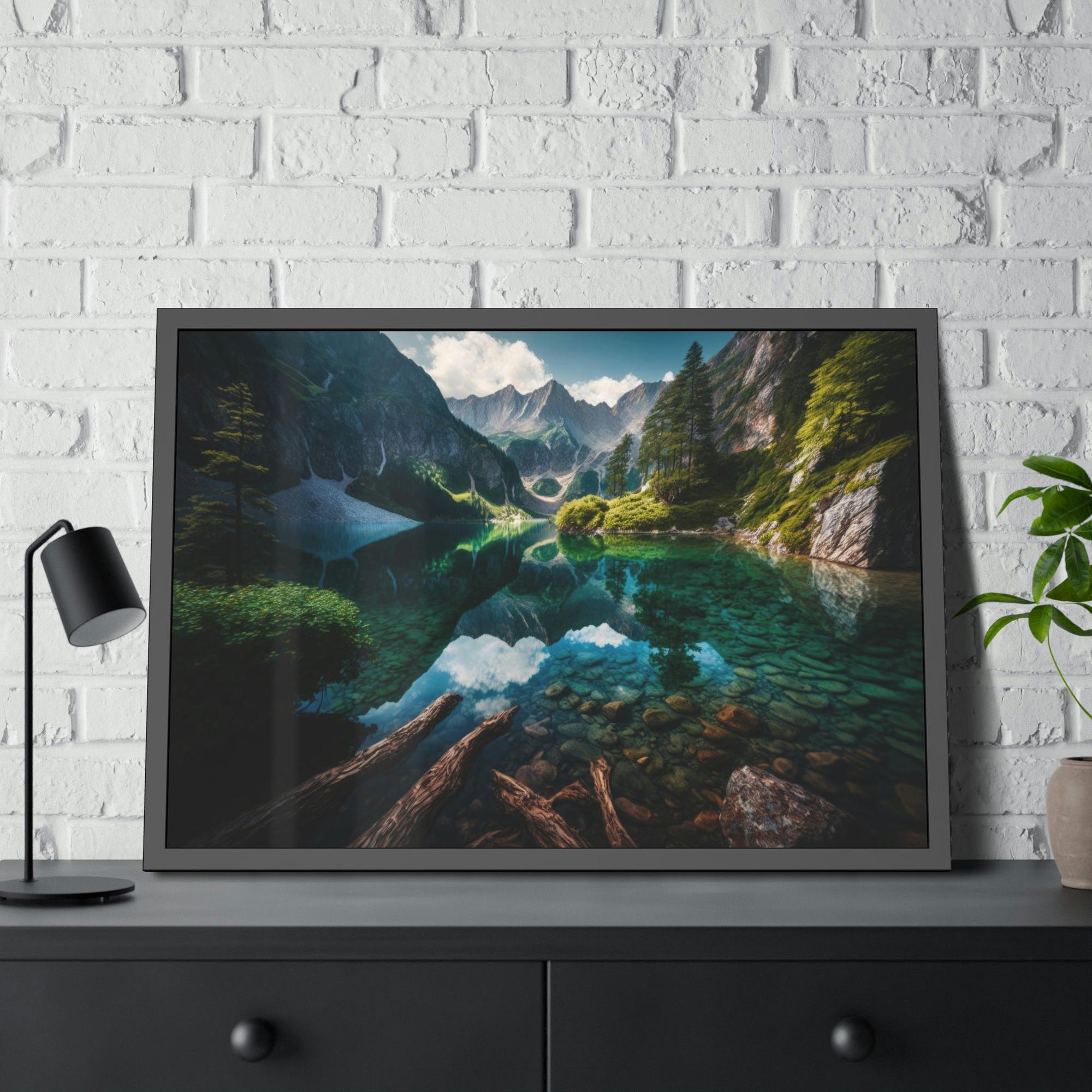 Lakes And Rivers Serene Waterscapes: Lakes and Rivers on Natural Canvas and Framed Poster