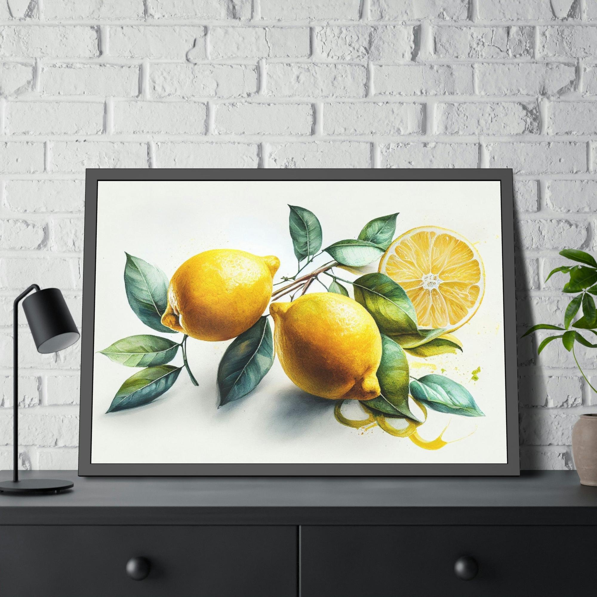 Yellow Lemon Burst: Bright and Playful Wall Art Prints of Yellow Lemons on Natural Canvas