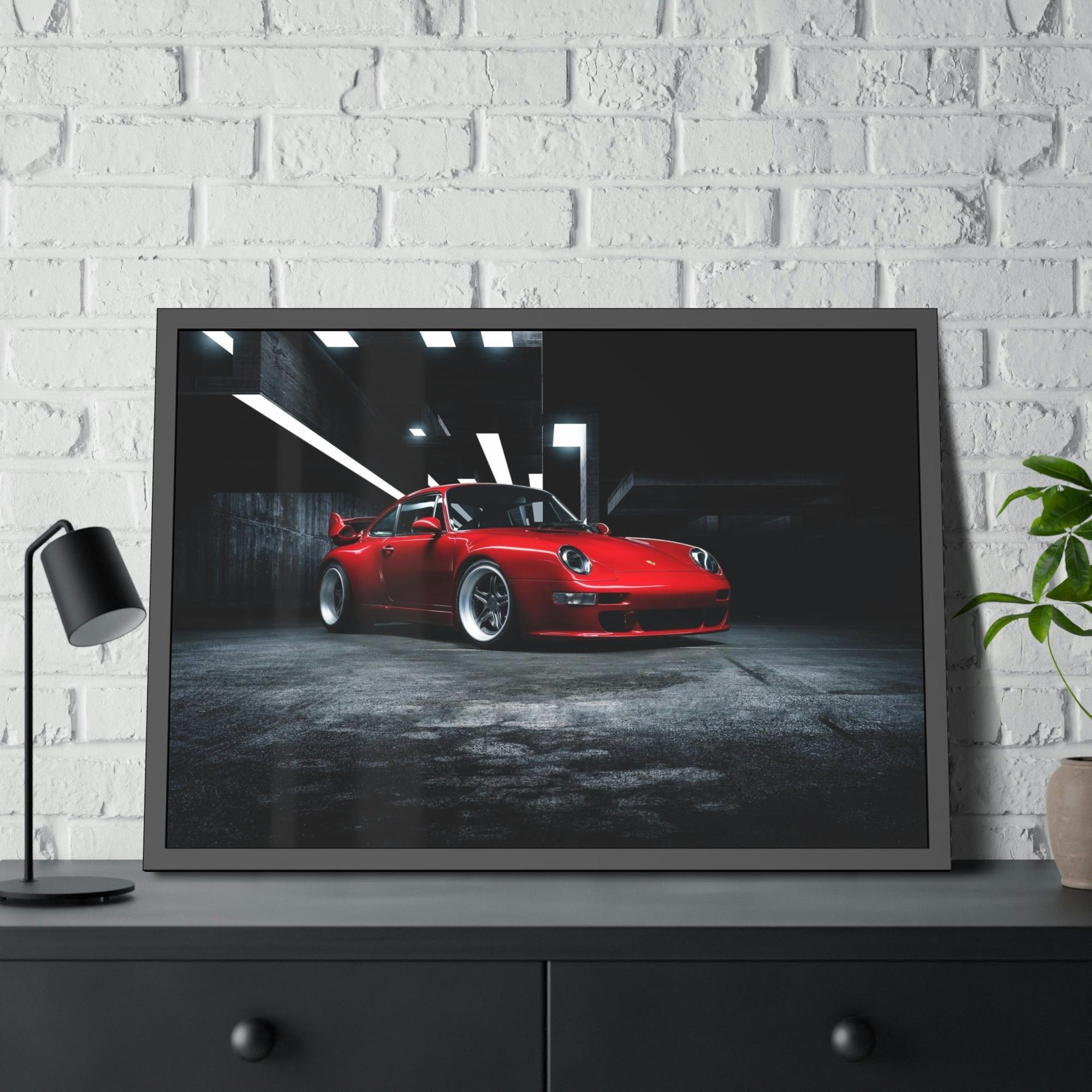 Porsche Passionate Red Porsche: A Vibrant Print on Natural Canvas & Poster
