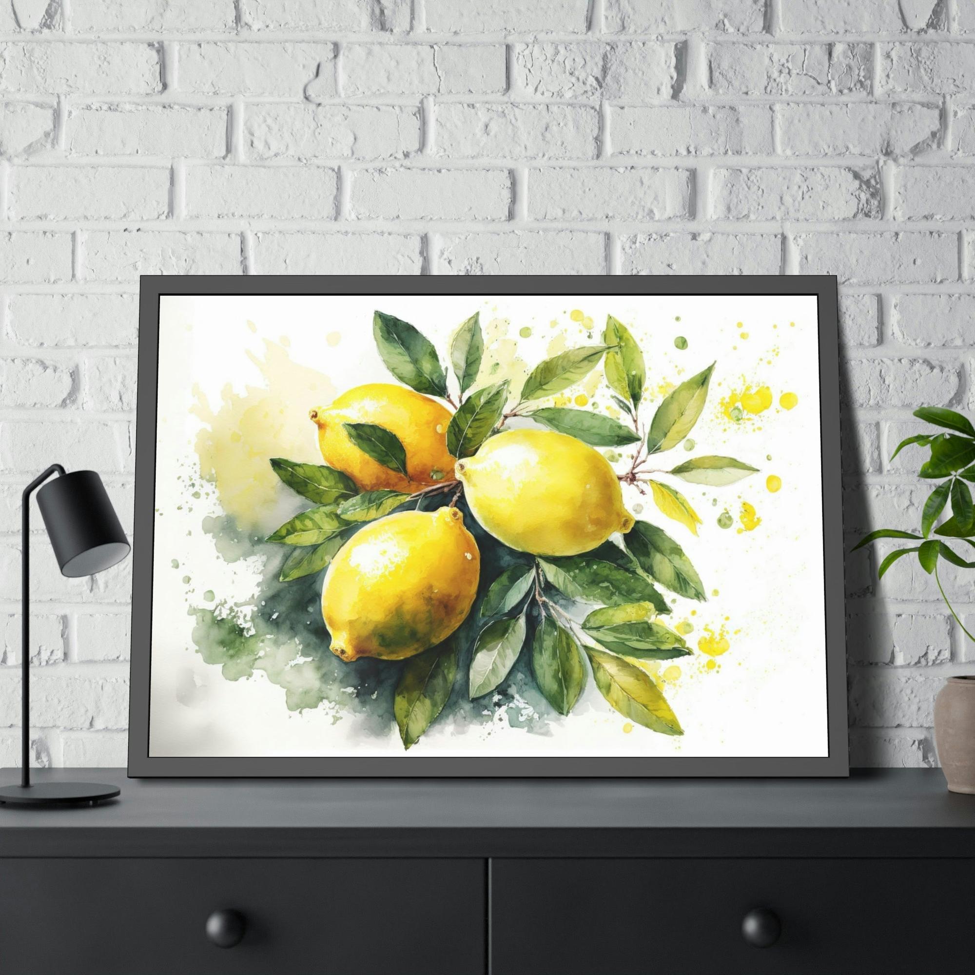Yellow Tropical Citrus: Vibrant and Bold Wall Art Prints of Yellow Lemons on Natural Canvas & Posters