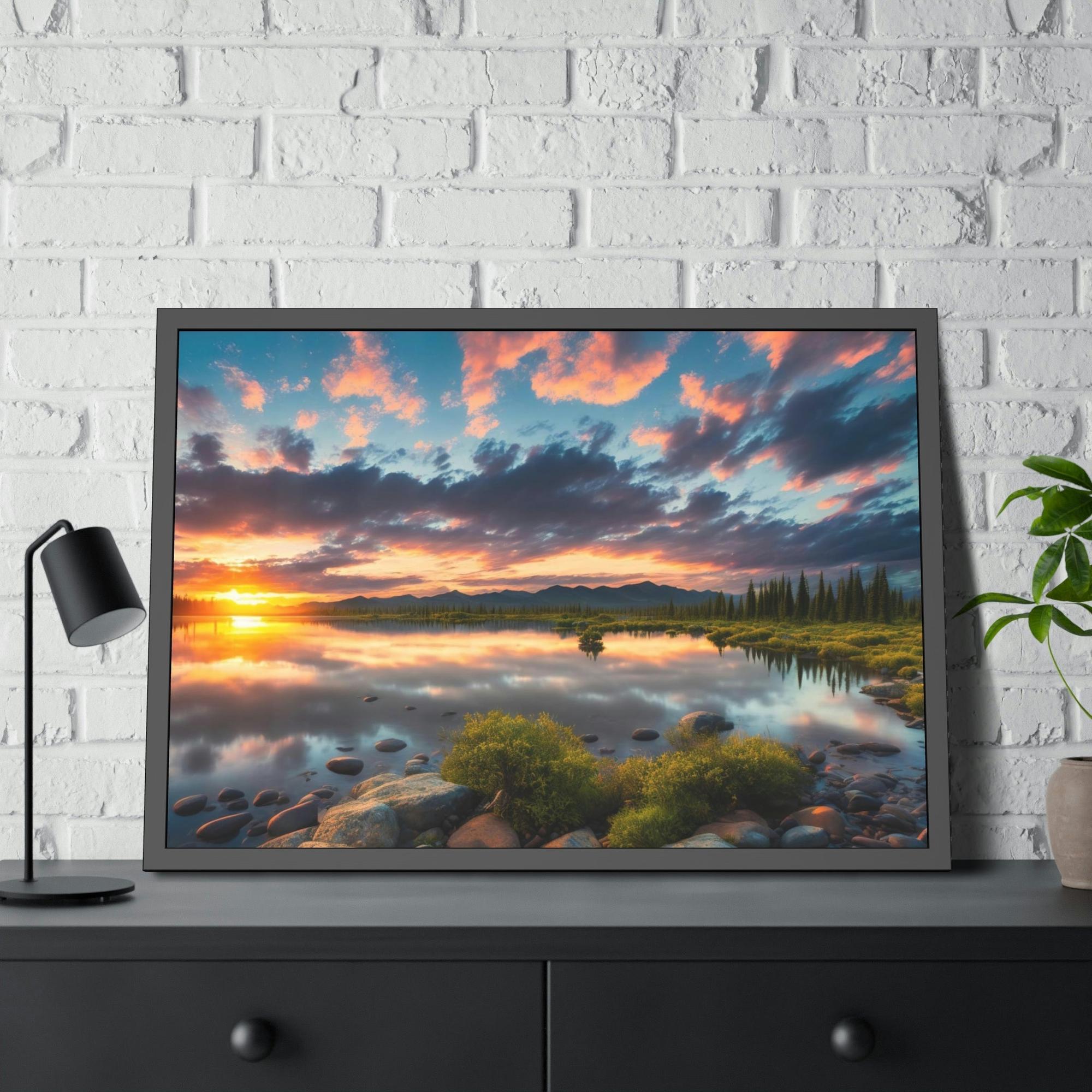 Lakes And Rivers Tranquil Horizons: Lakes and Rivers on Canvas and Framed Poster
