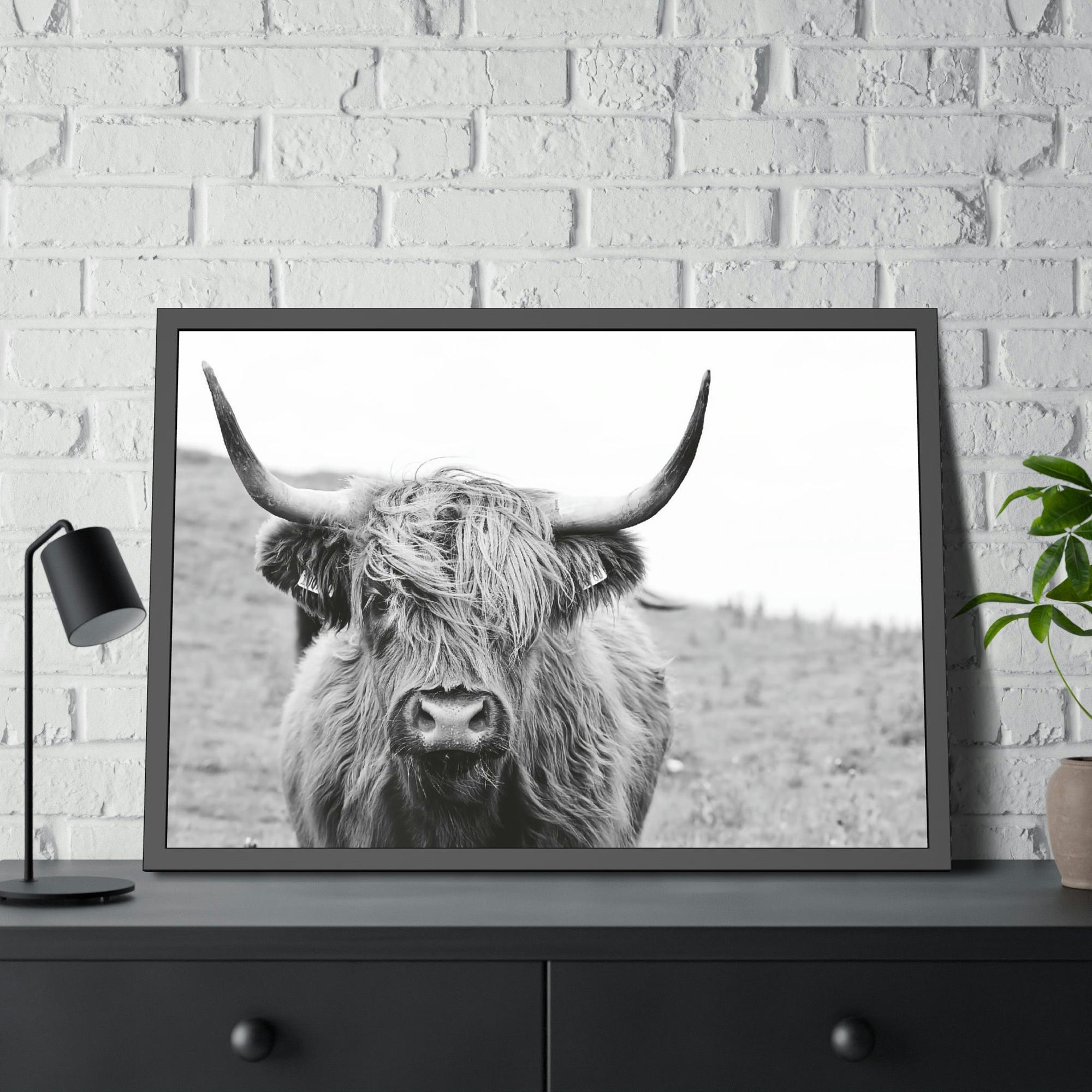 Highland Cow Highland Cow Wall Art | Black-White Colors | Canvas Art — Pixoram