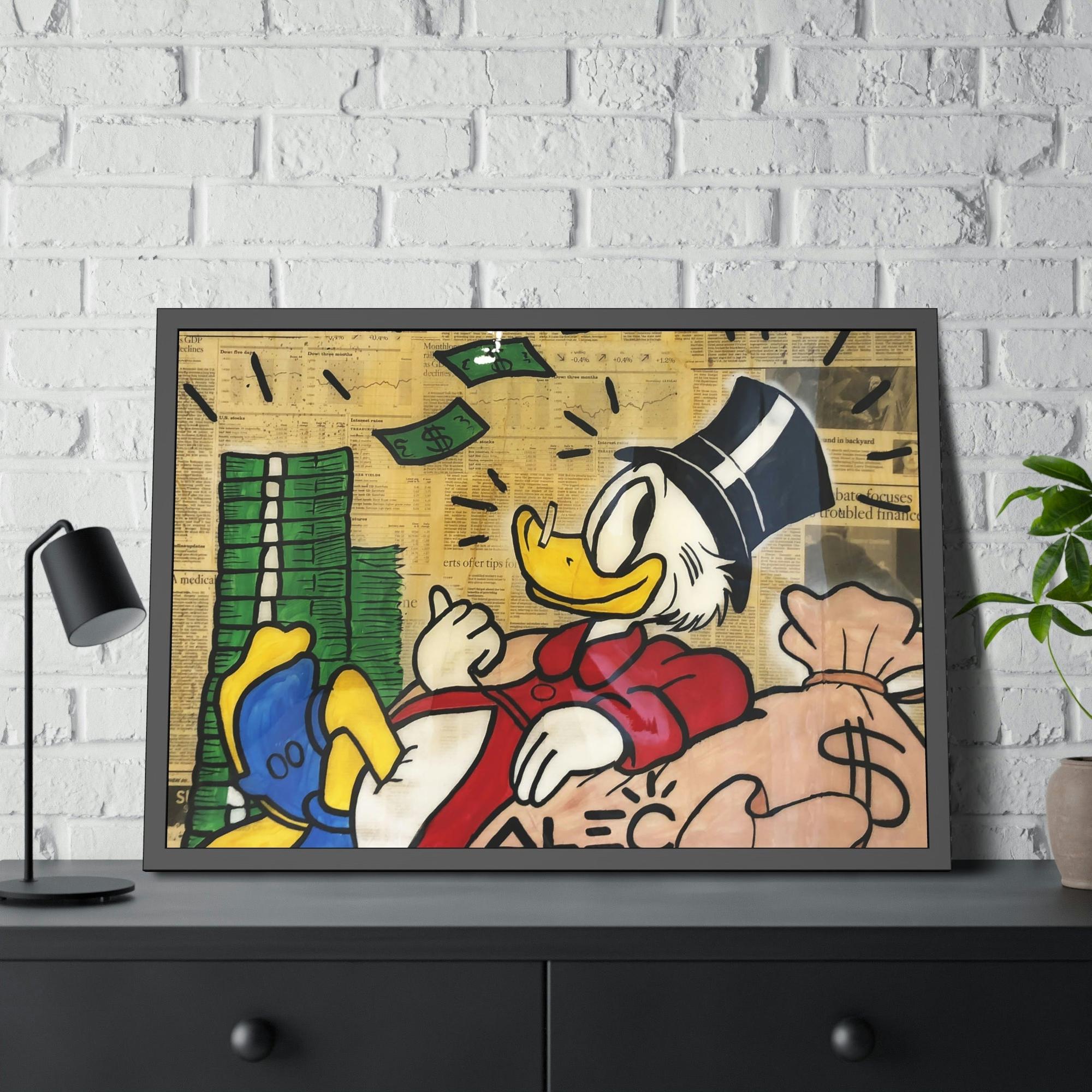 Monopoly & Motivation Alec Monopoly's Duck Tales: Disney's Duck as Street Art on Natural Canvas and Framed Poster