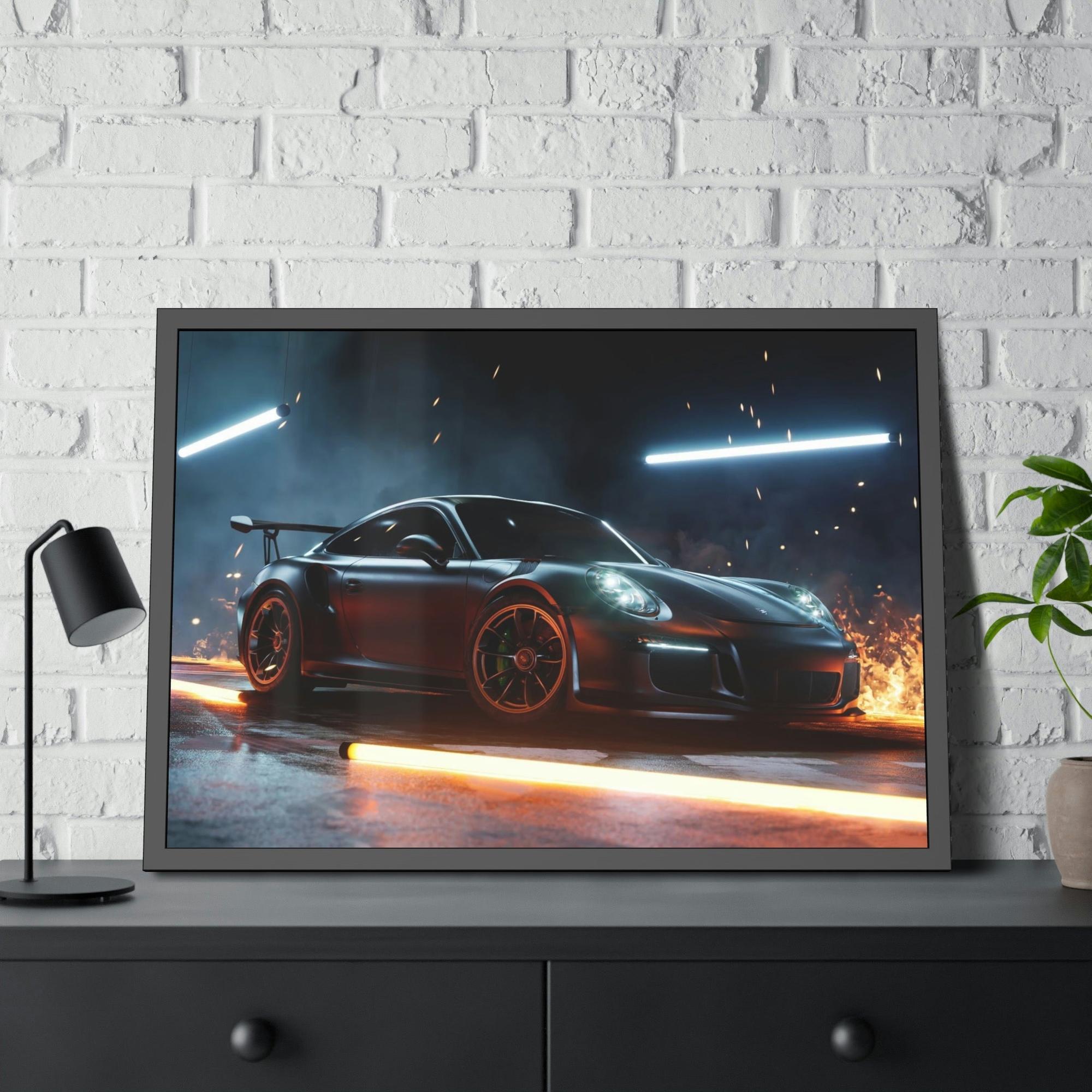 Porsche Beauty in Motion: Natural Canvas & Poster Print of a Porsche in Action