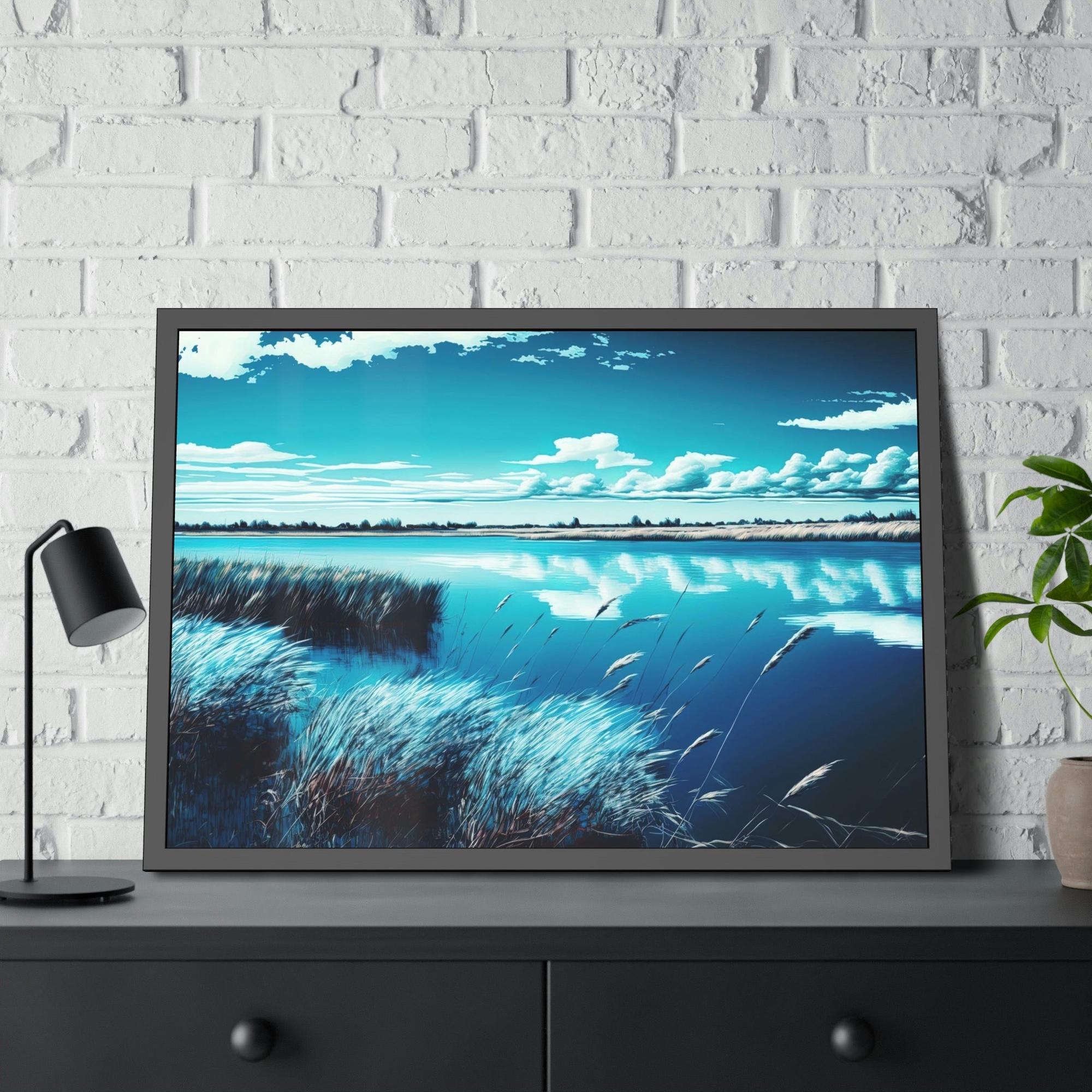Lakes And Rivers Lakeside Harmony: Print on Canvas with Tranquil Lake Scenery