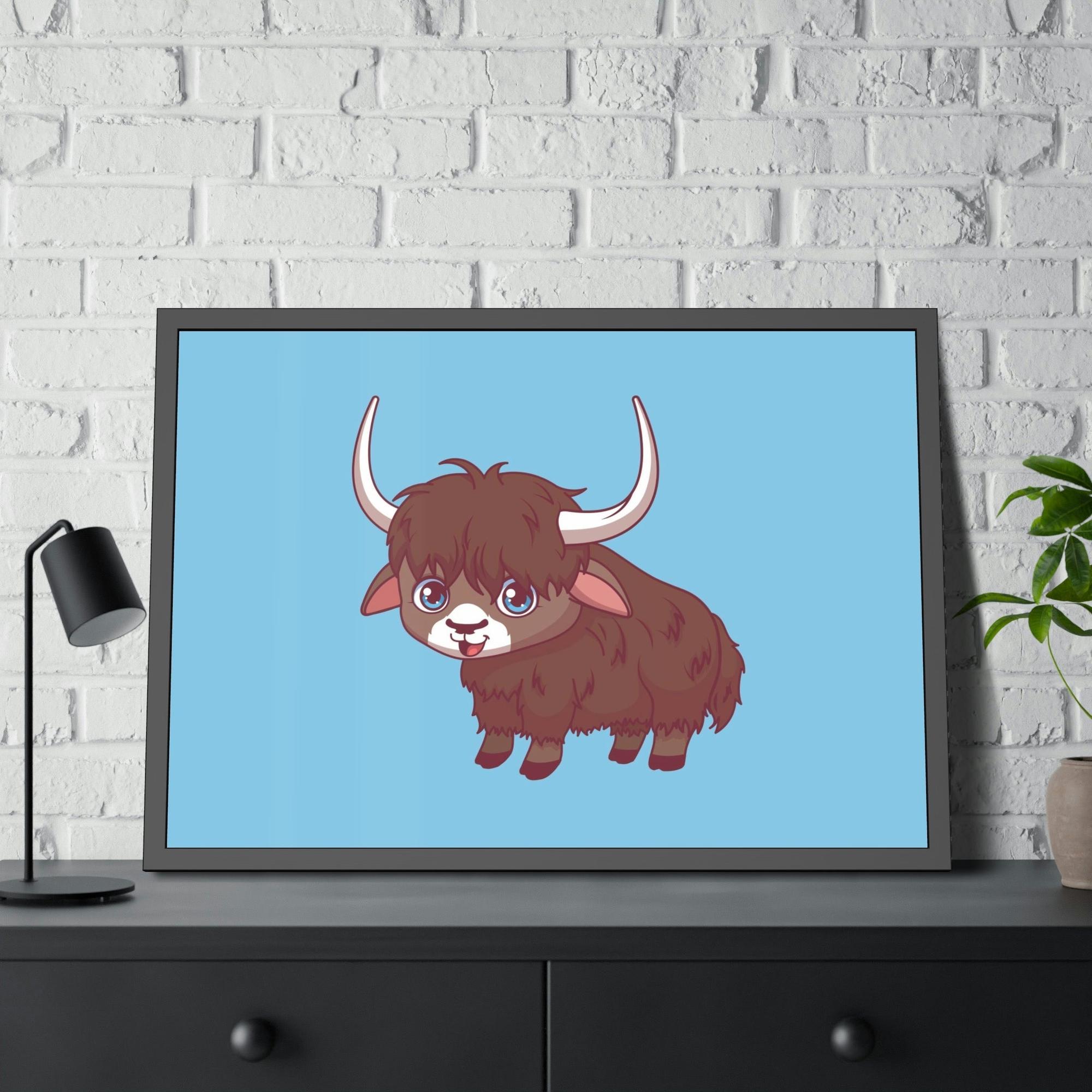 Cows Adorable Bovine: Framed Poster Wall Art Featuring a Sweet Cow Portrait for Kids' Room Decor