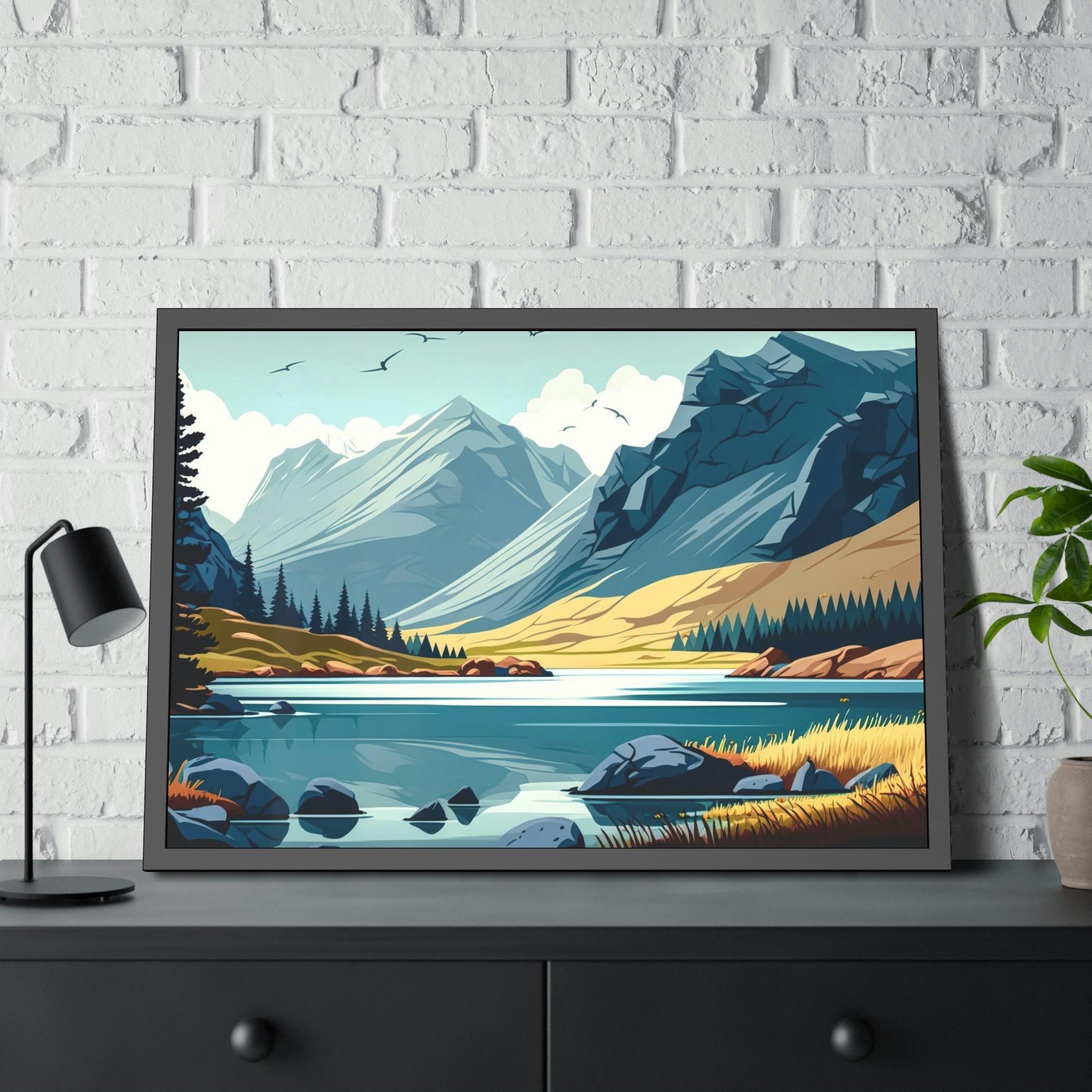 Lakes And Rivers Tranquil Sceneries: Lakes and Rivers on Natural Canvas and Framed Poster
