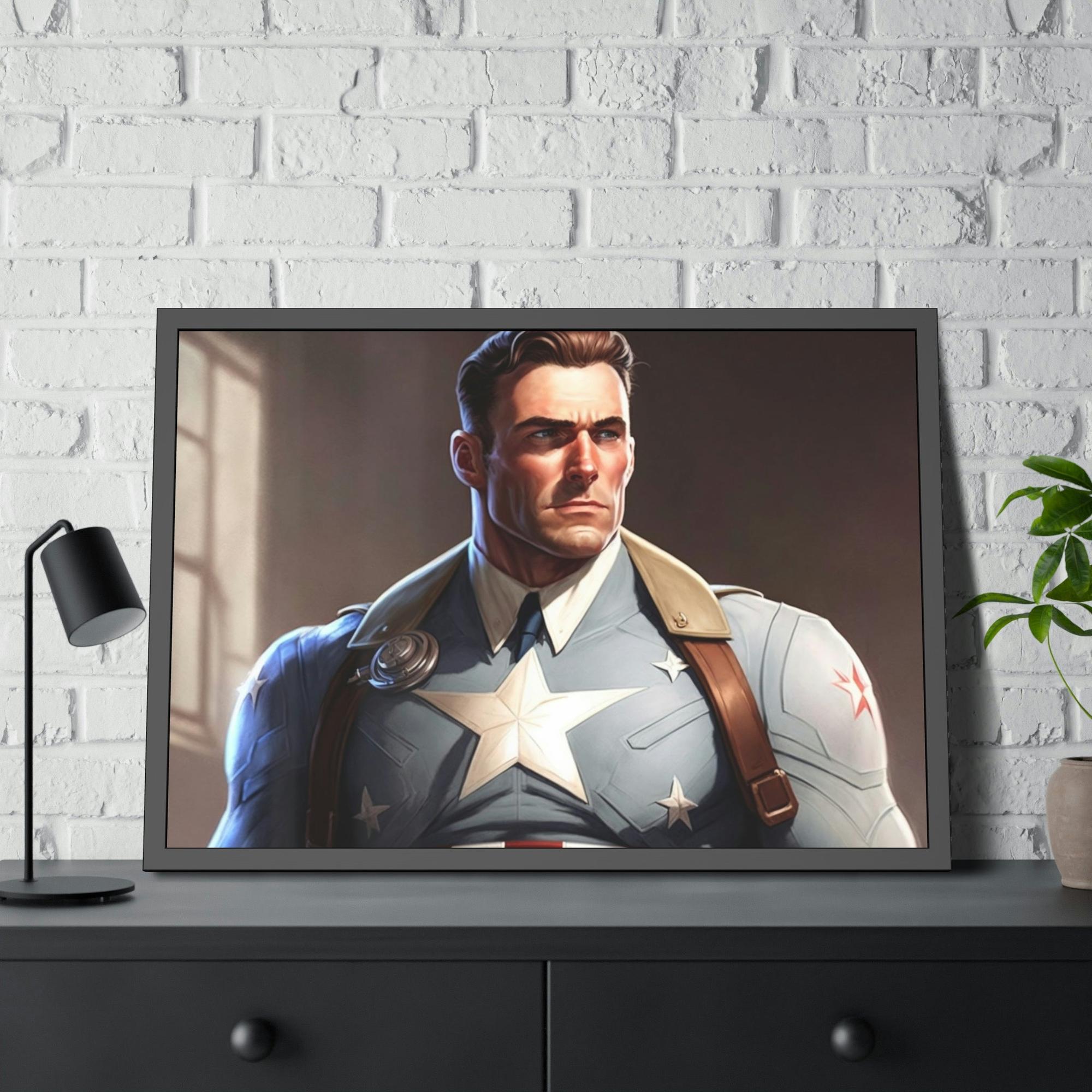 Captain America Heroic Strength: Natural Canvas and Art Prints of Captain America