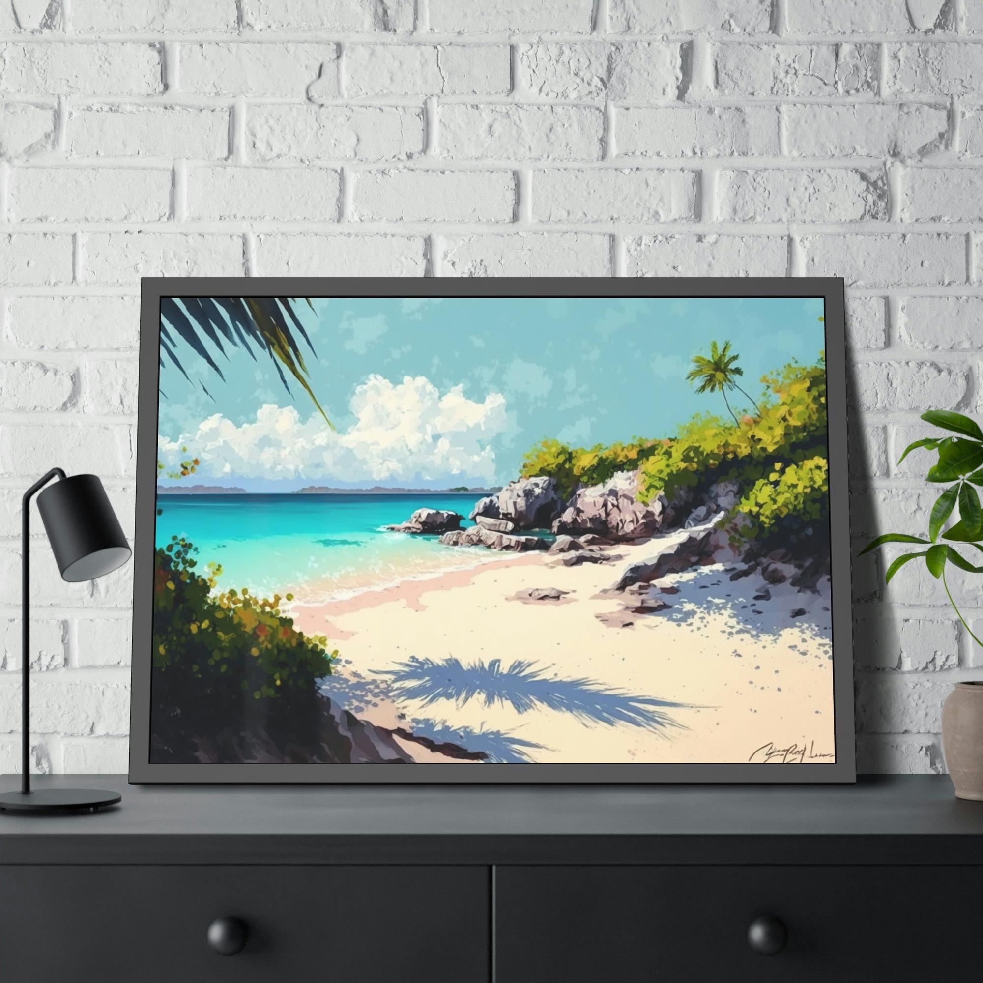 Caribbean Beach Escape to Paradise: Caribbean Beach Art on Natural Canvas and Wall Art Prints