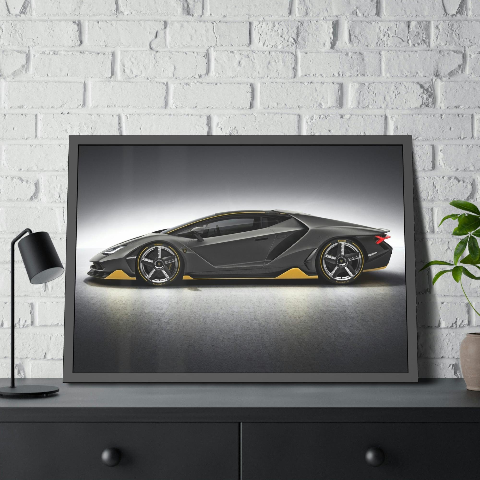 Lamborghini Bold and Beautiful: Wall Art of a Lamborghini on a Natural Canvas & Posters