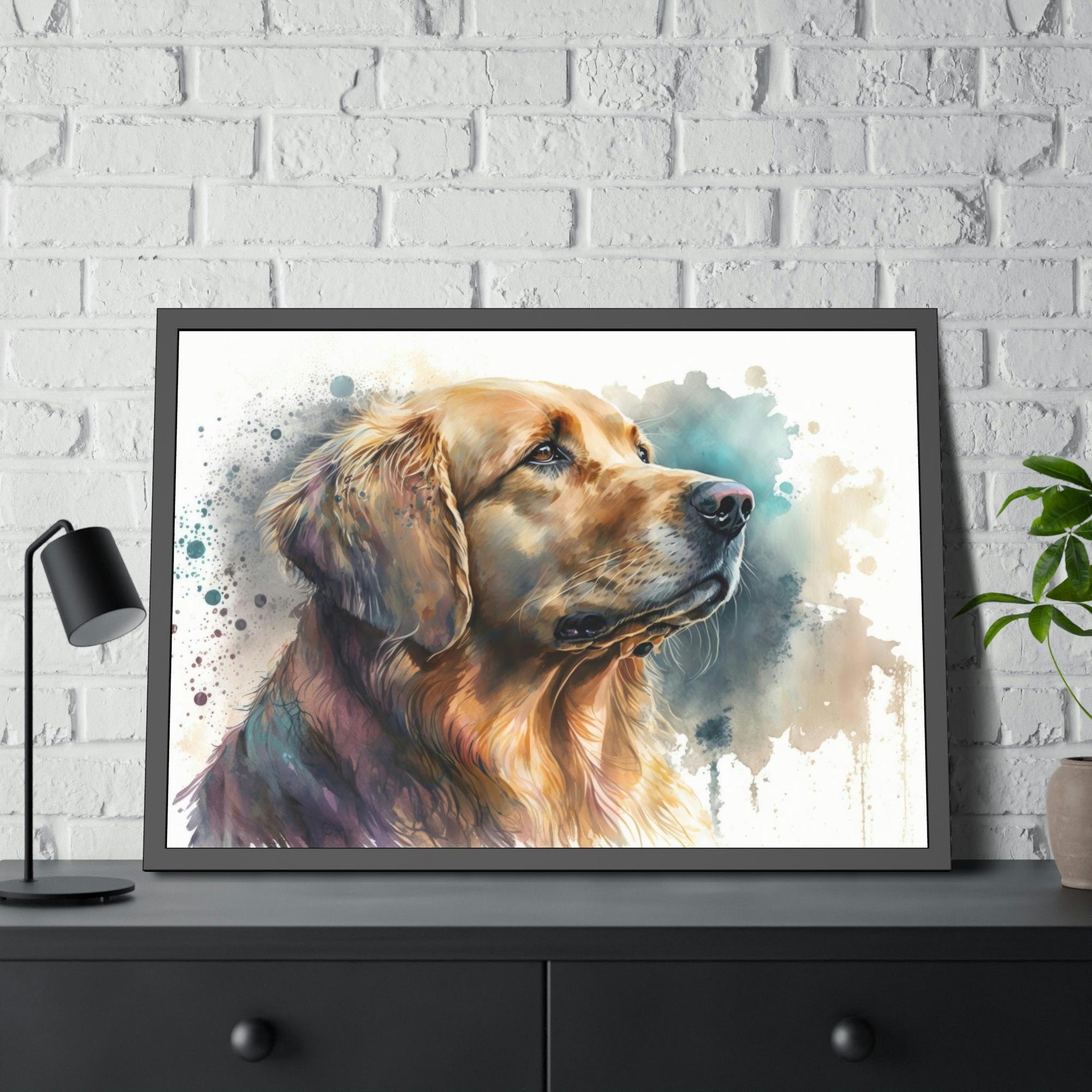 Dogs Dog's World: Framed Poster of a Happy Dog on Canvas