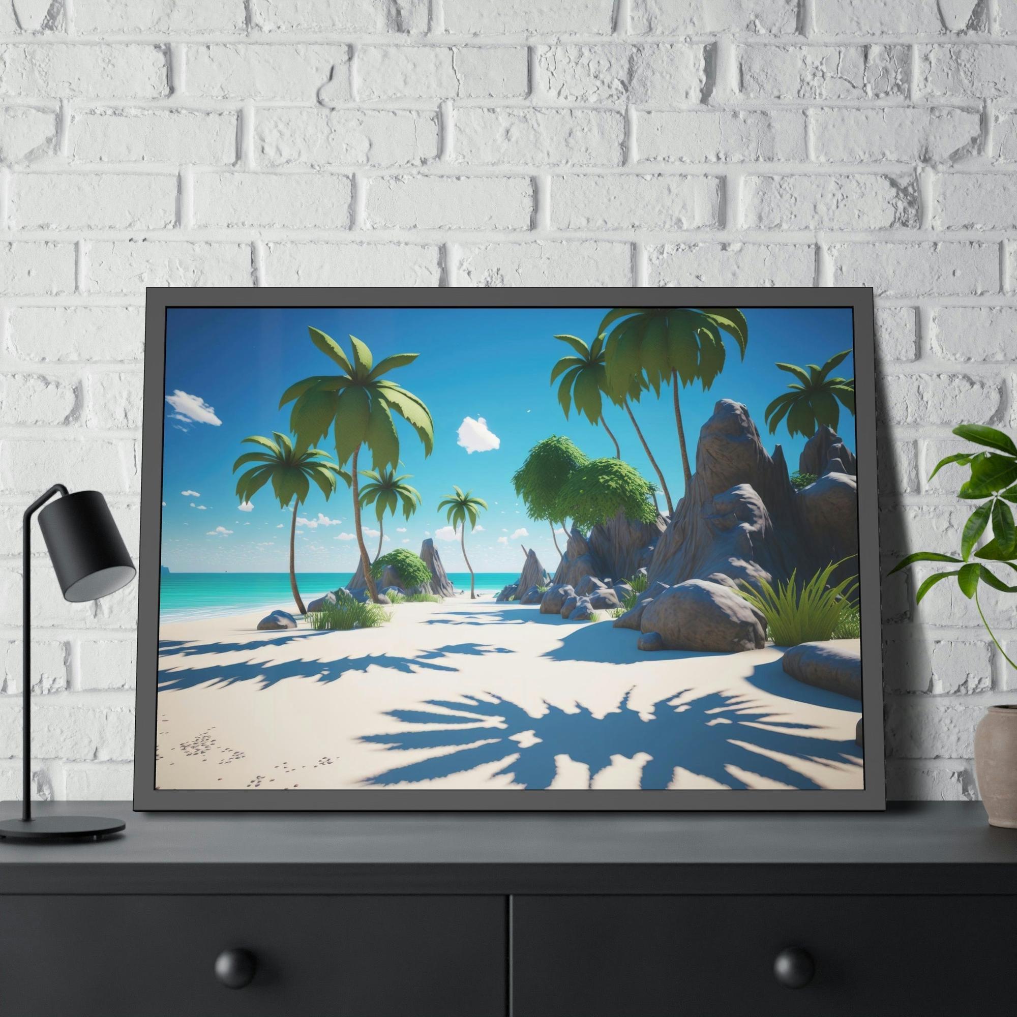 Island Beach Seaside Bliss: Wall Art of a Gorgeous Island Beach on a Natural Canvas & Poster