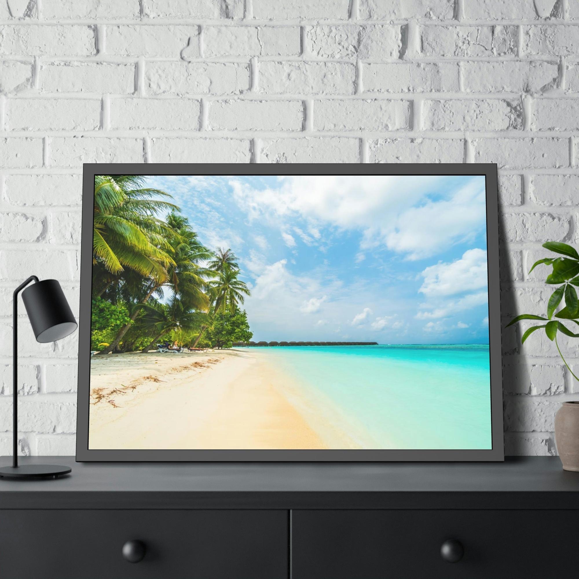 Caribbean Beach Tropical Paradise: Framed Canvas and Print on Canvas of Caribbean Wall Art