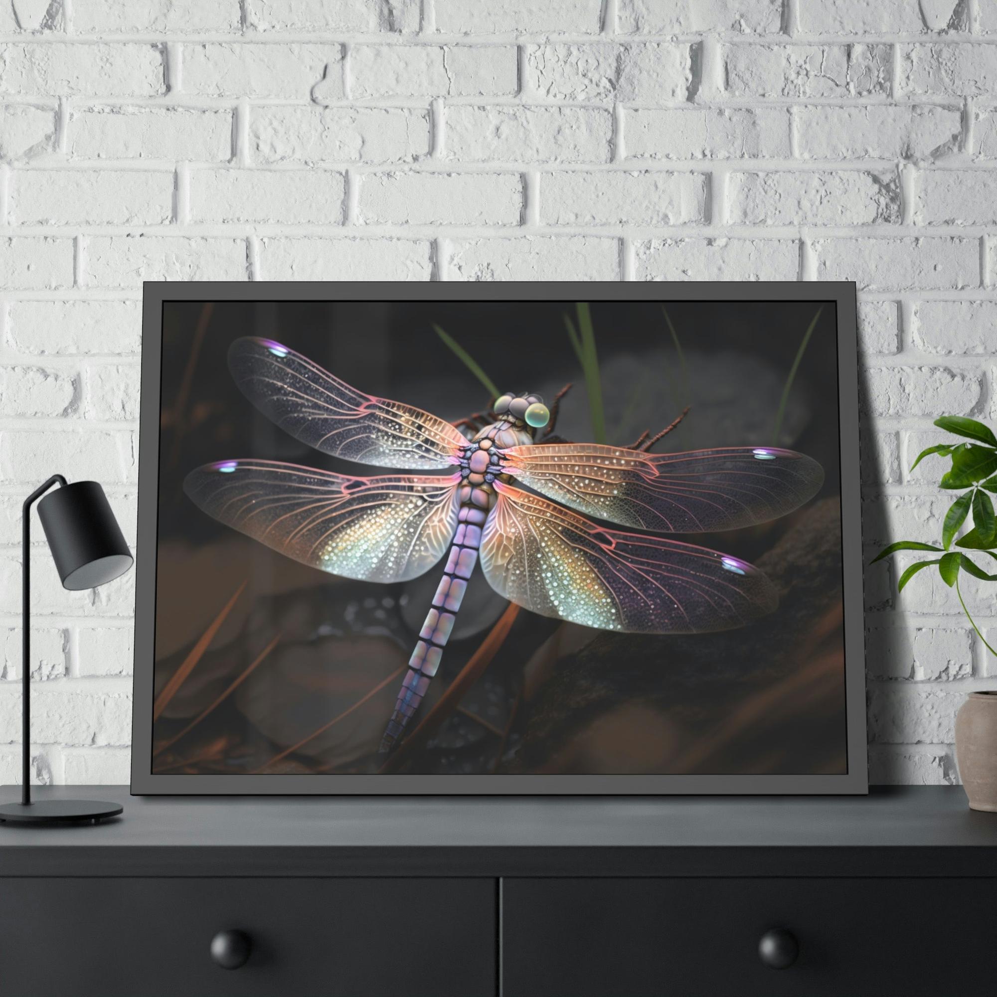 Dragonfly Winged Wonders: A Framed Canvas of Dragonflies in Flight