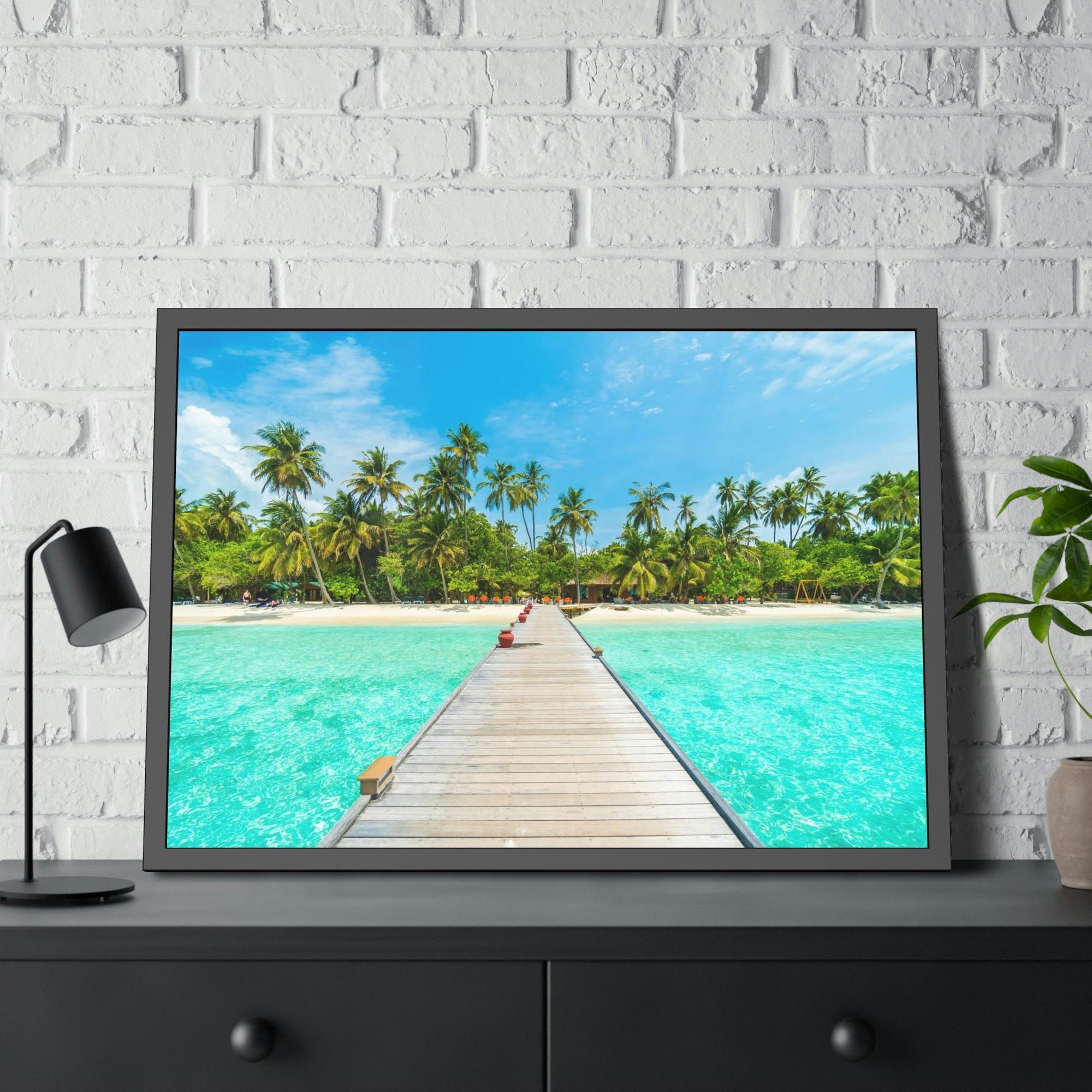Island Beach Coastal Paradise: Framed Canvas & Poster of a Picturesque Island Beach