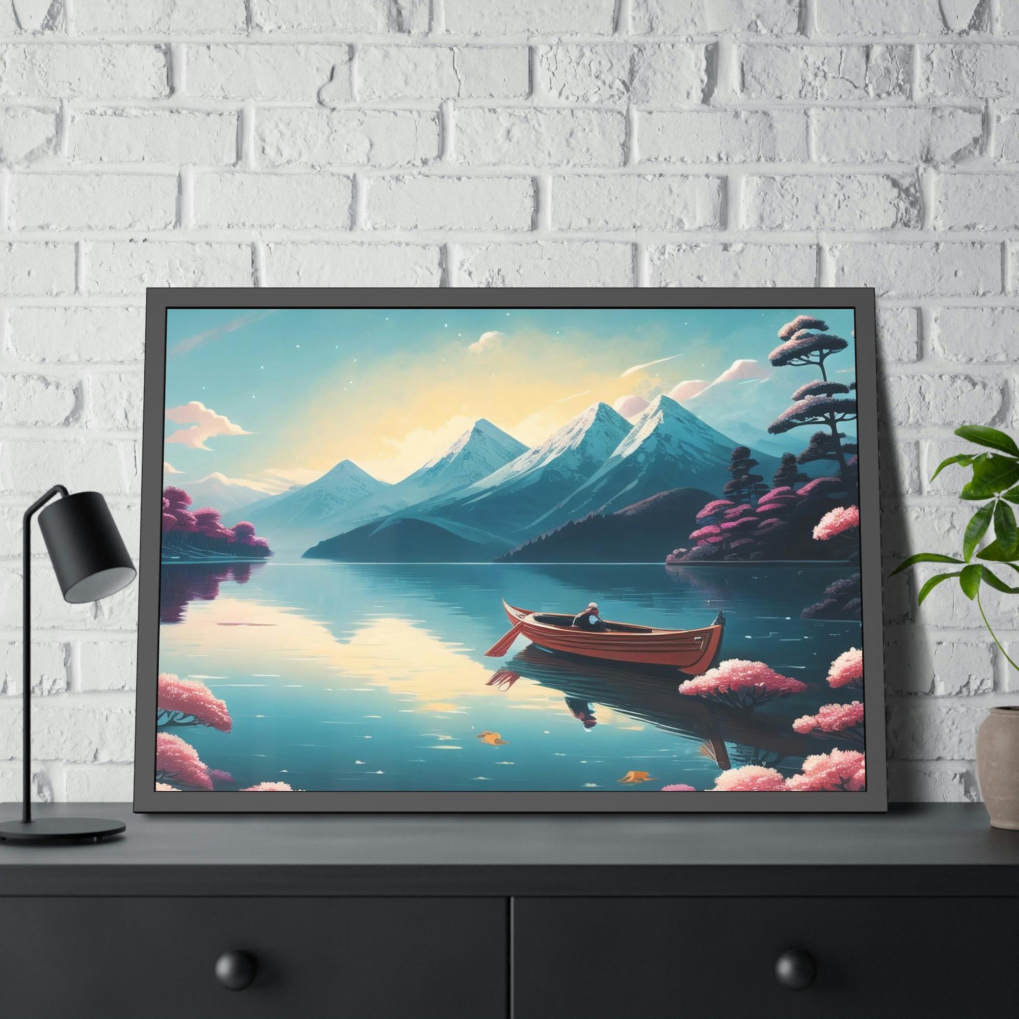 Lakes And Rivers Awe-Inspiring Waters: Framed Canvas Print of Beautiful Lakes and Rivers