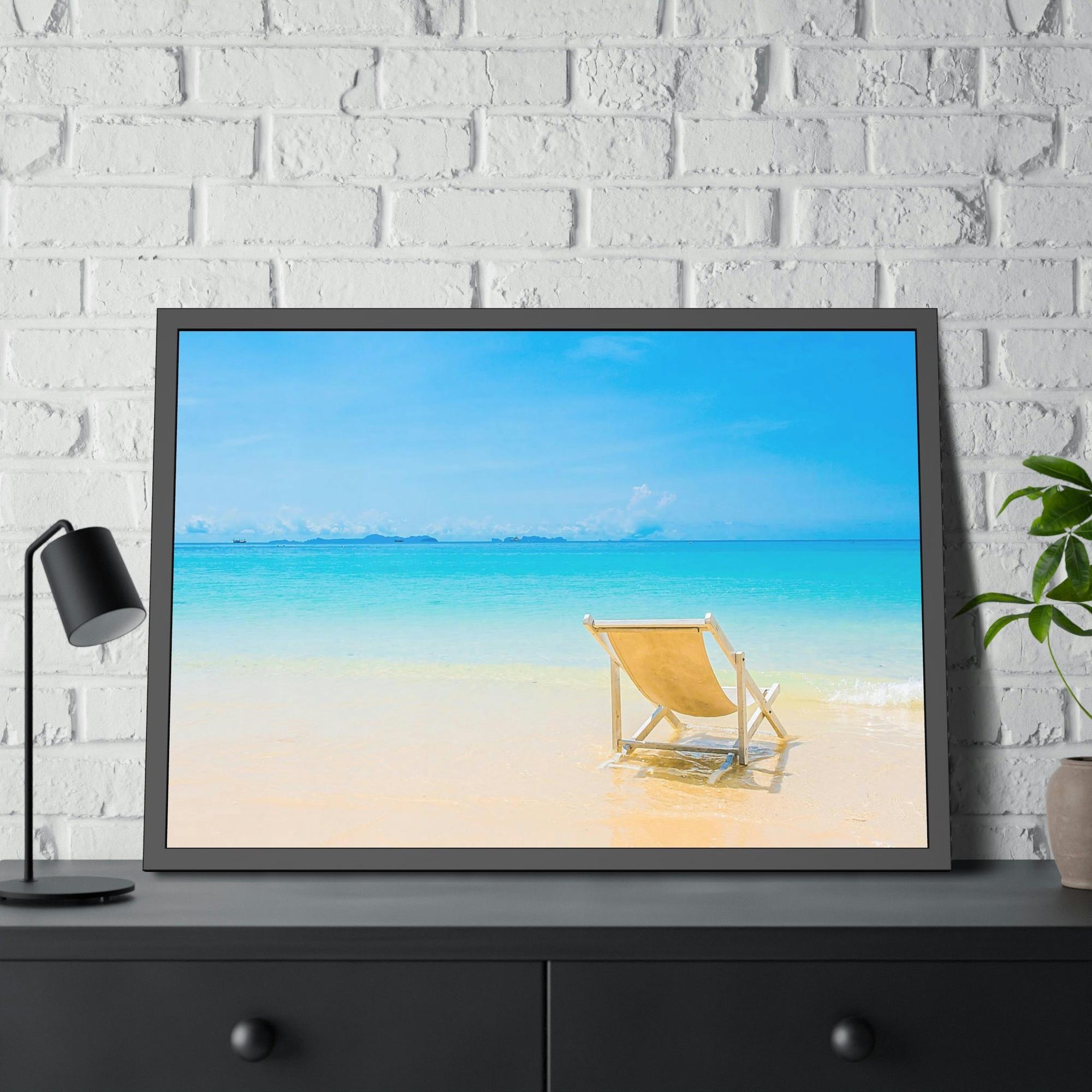 Island Beach Tropical Tranquility: Art Print of a Peaceful Island Beach on a Natural Canvas