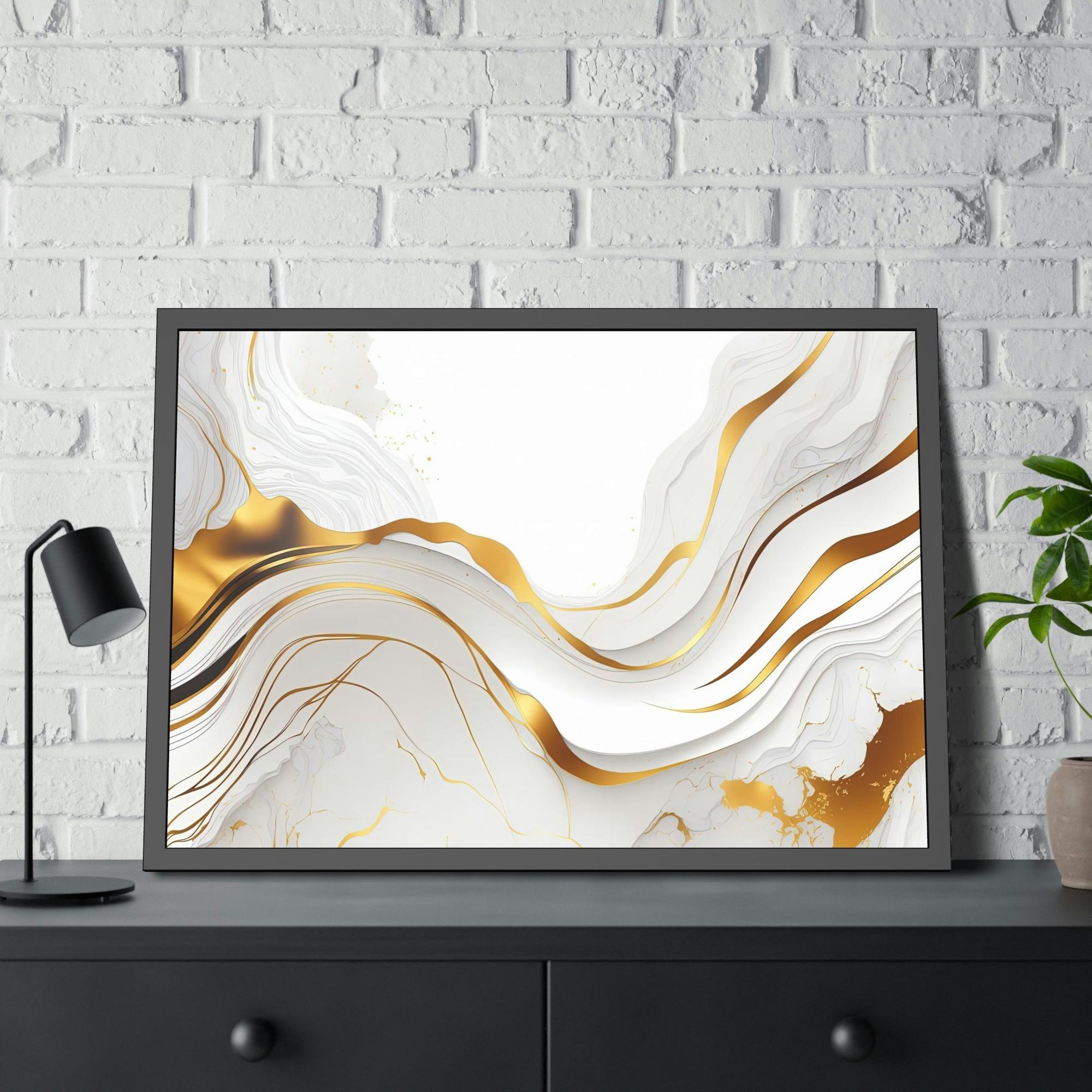 Gold Abstract Art Golden Serenity: Elegant Gold Abstract Canvas & Poster Wall Decor
