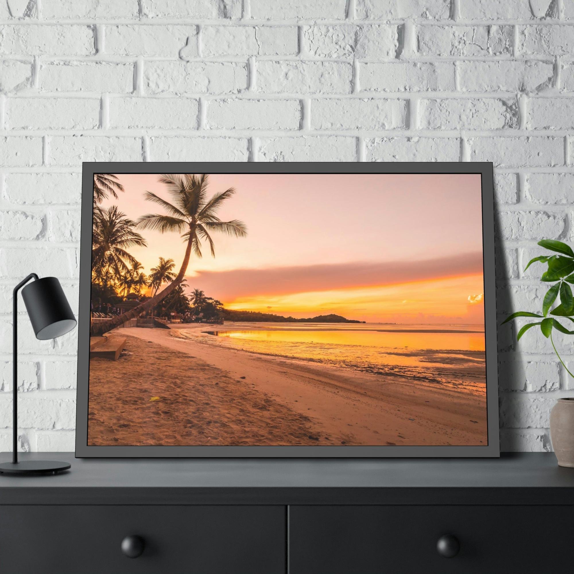 Island Beach Seaside Sunset: Canvas Print of a Breathtaking Beach Sunset on an Island