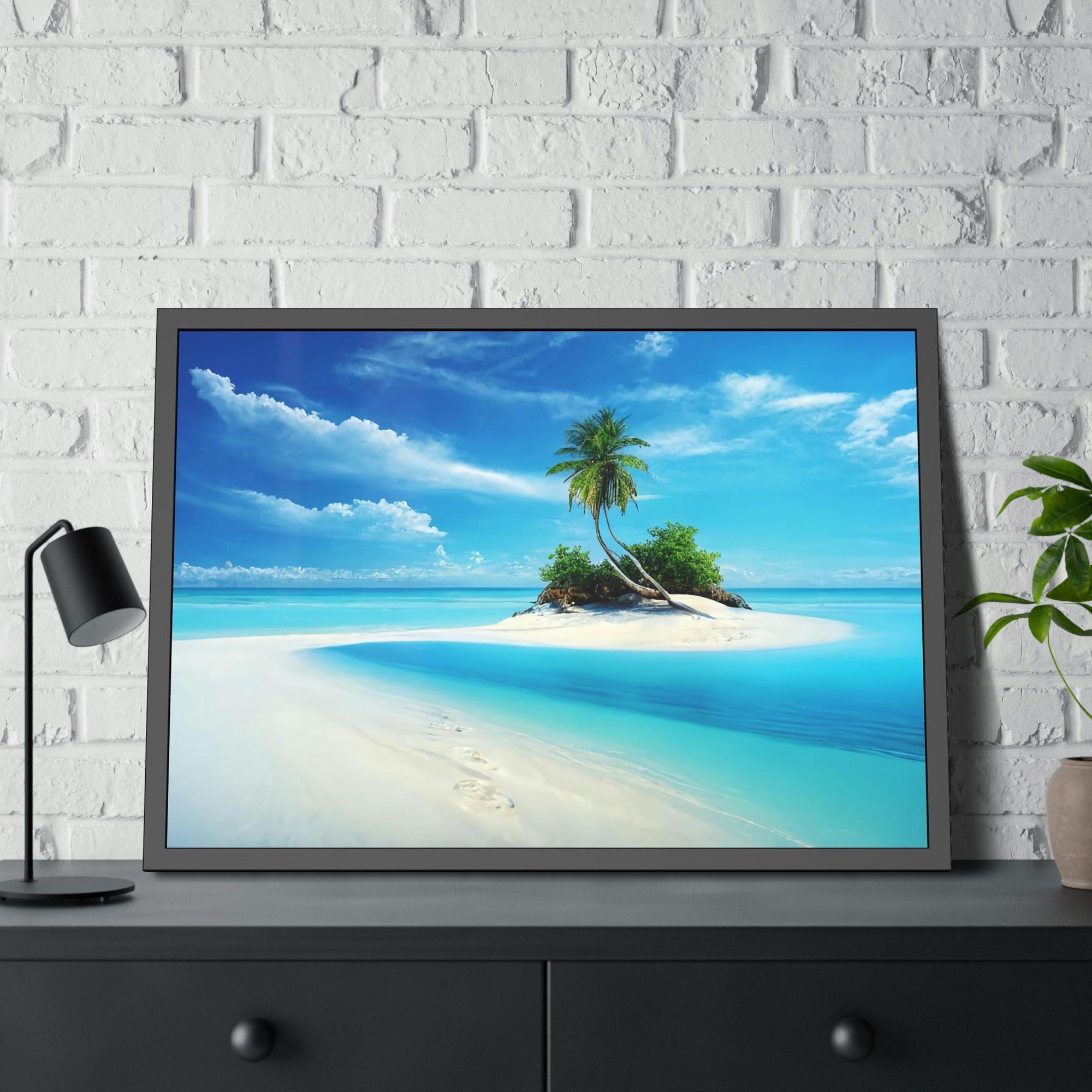 Island Beach Tranquil Tropics: Canvas & Poster Art of a Serene Island Beach Scene
