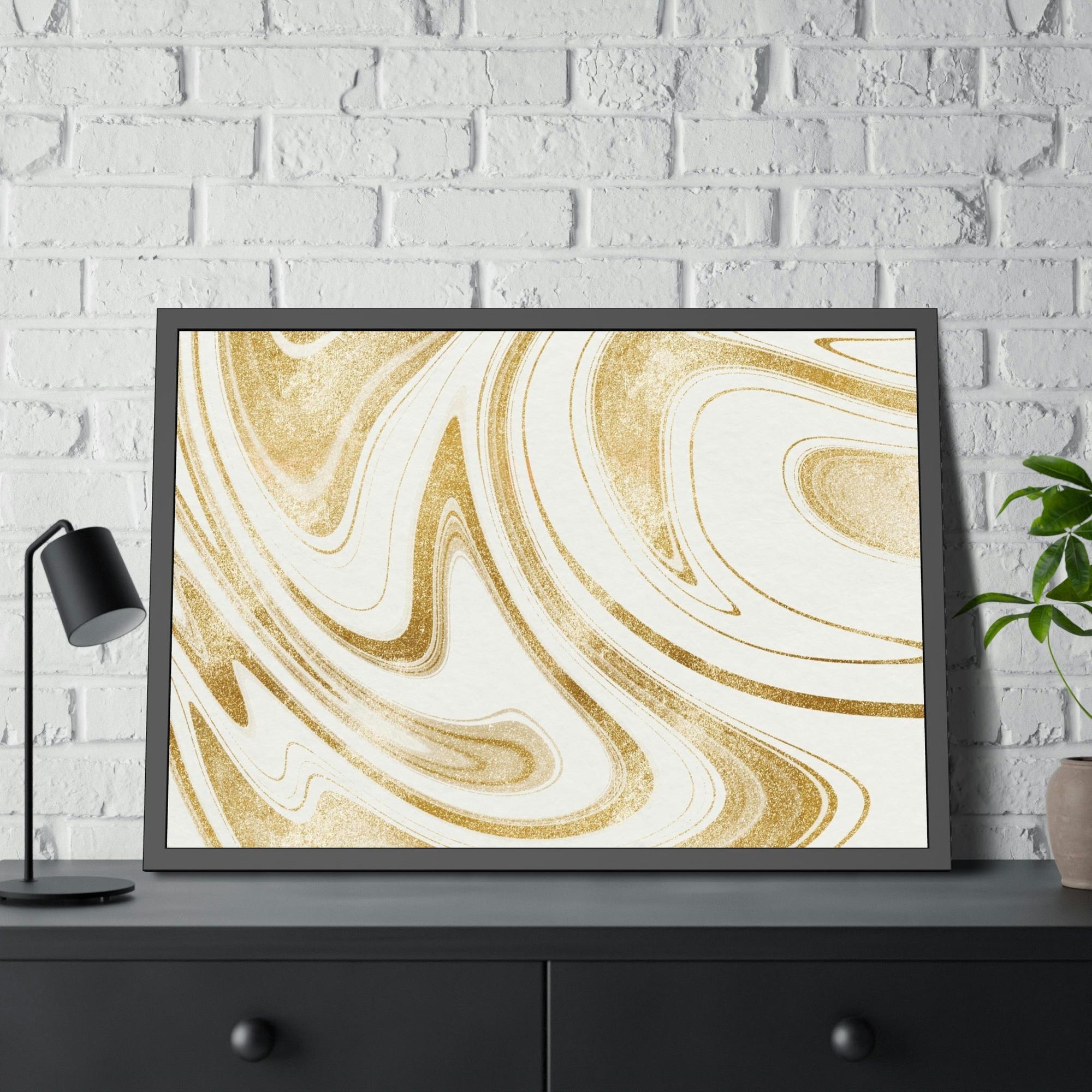 Gold Abstract Art Touch of Opulence: Gold Abstract Wall Art on Framed Poster & Canvas
