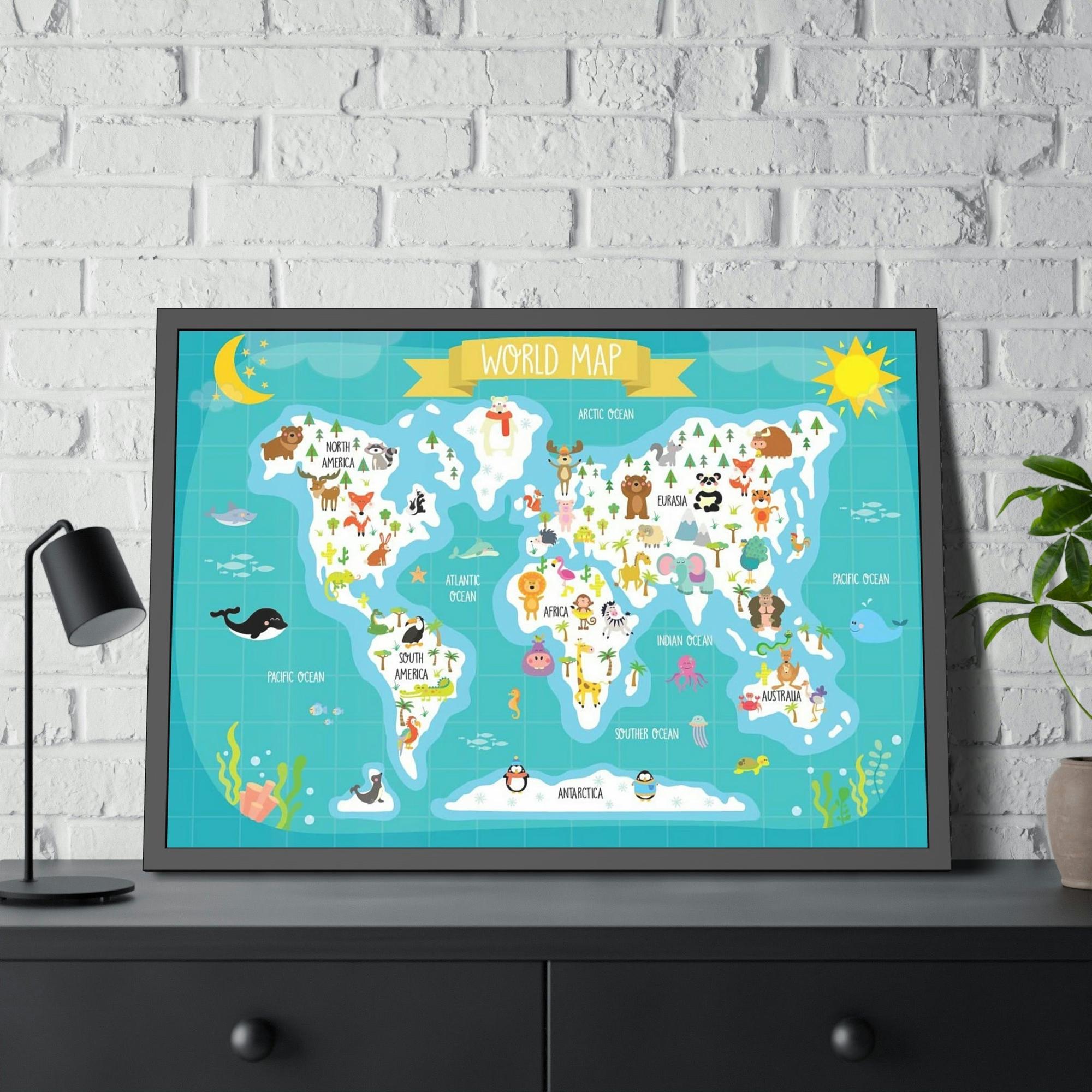 Kids Maps Map Adventure: Beautiful Wall Art on Natural Canvas for Kids