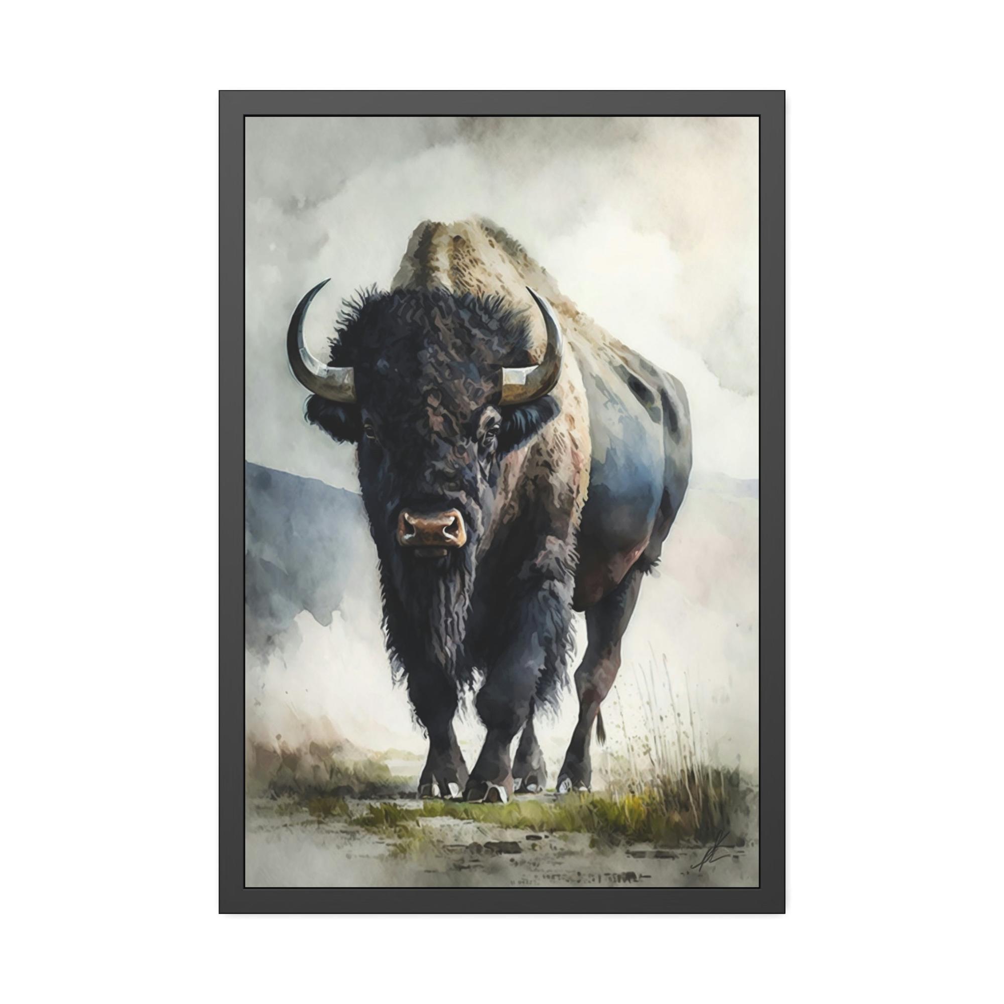 Buffalos A Serene Buffalo Portrait on Natural Canvas & Poster for Your Home