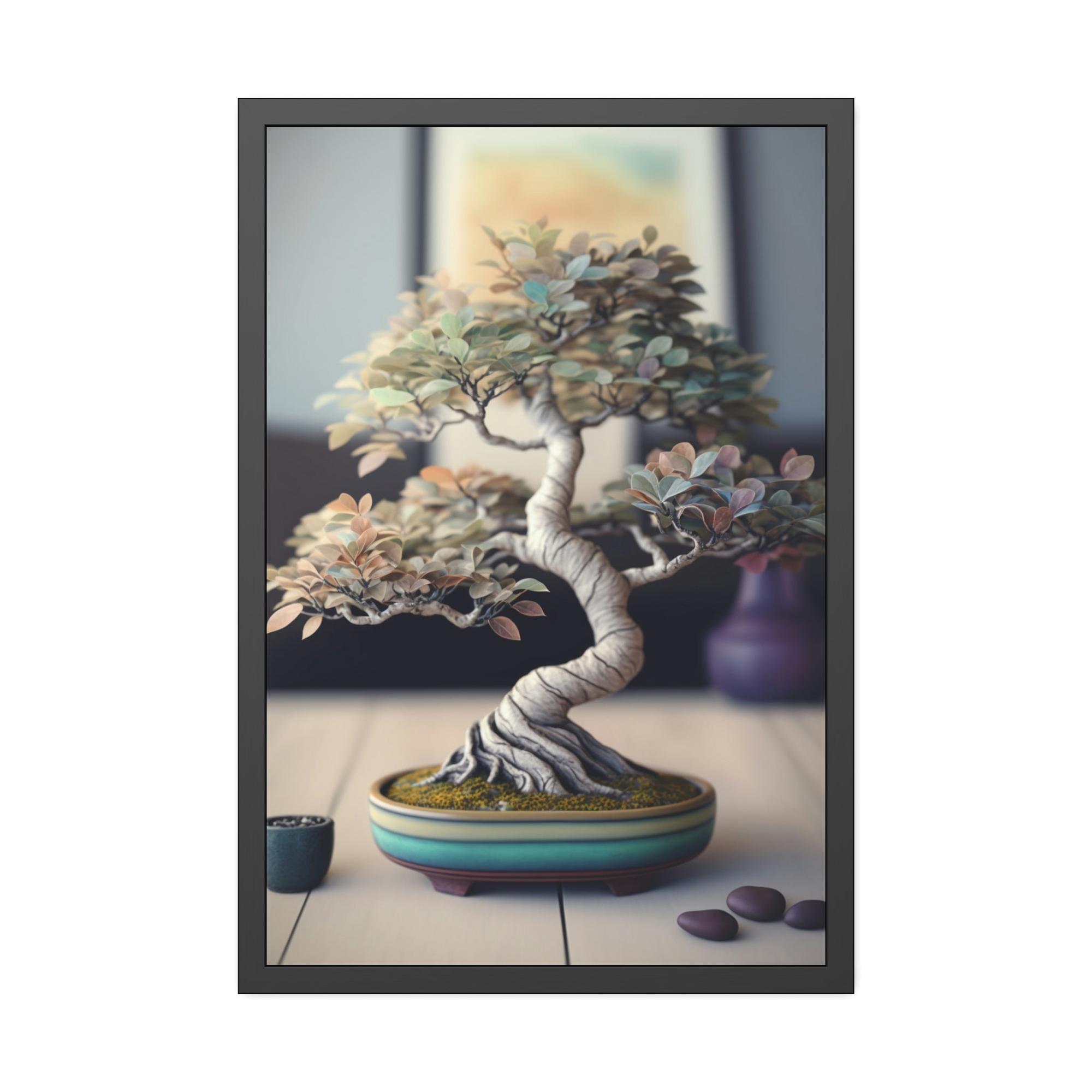 undefined The Art of Bonsai: Natural Canvas and Framed Poster with Bonsai Tree Art