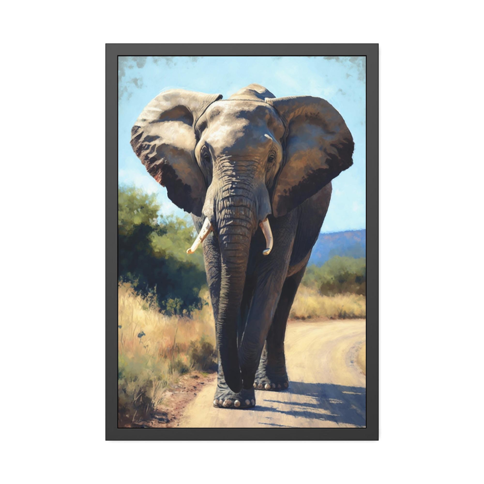 Elephants Elephant in the Wild: Breathtaking Framed Canvas for Nature Lovers