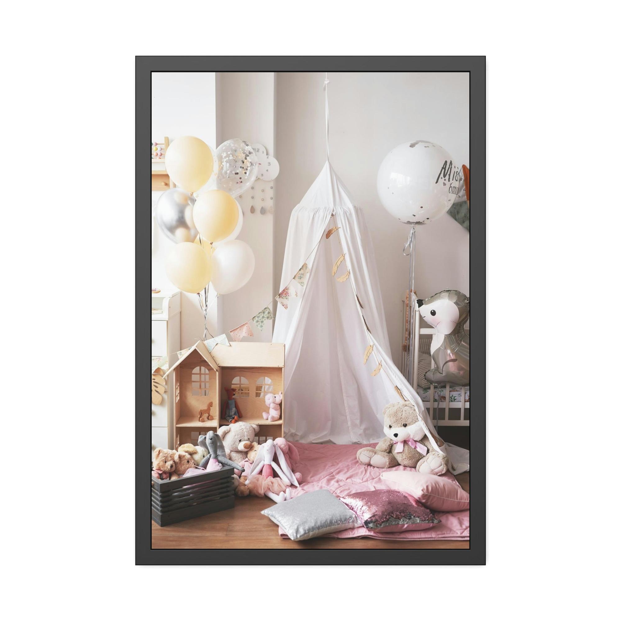 Girls Room Princess Dreams: Elegant Framed Canvas for Girls Room Wall Decor