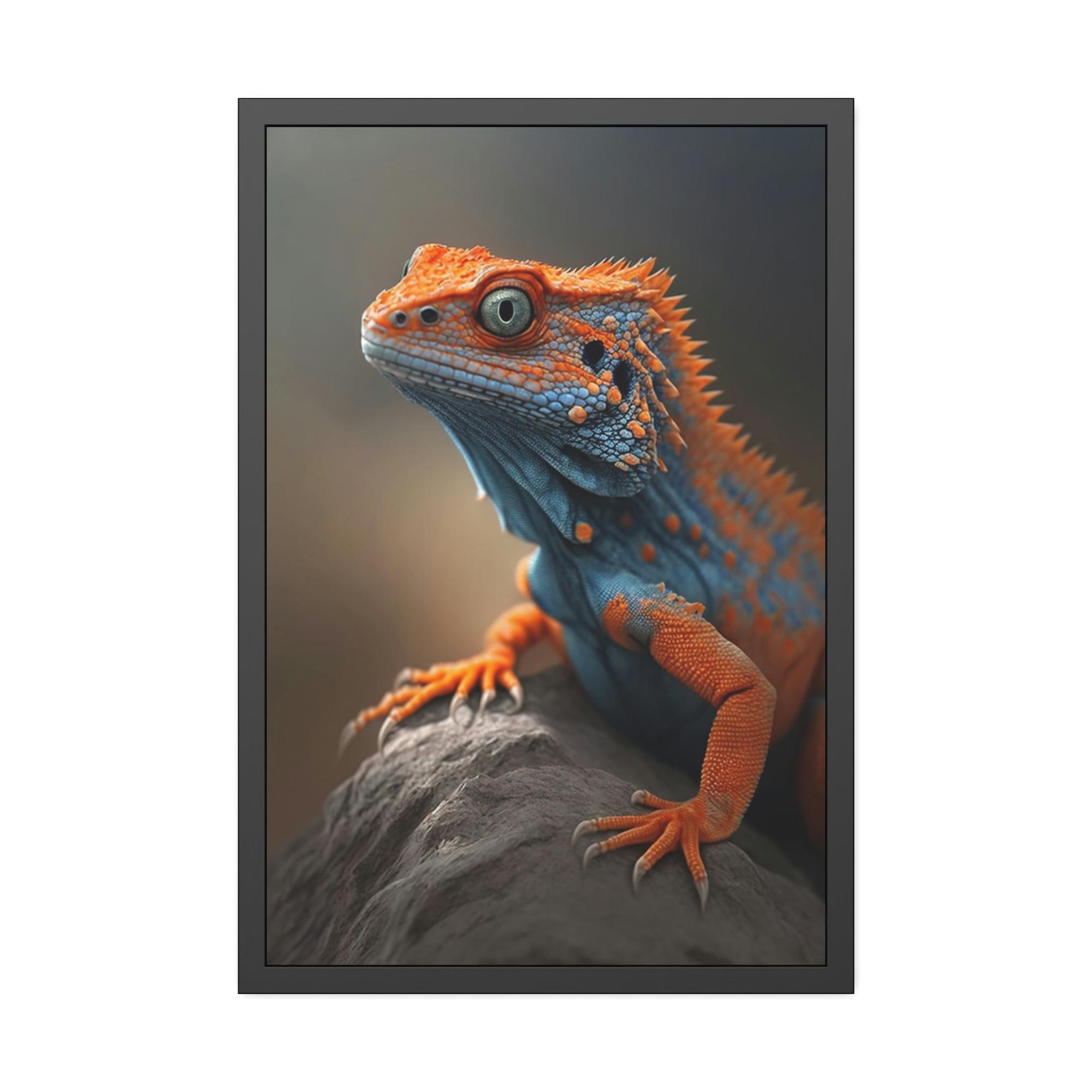 Lizards Bold and Bright: Vibrant Lizard Print on Natural Canvas & Poster